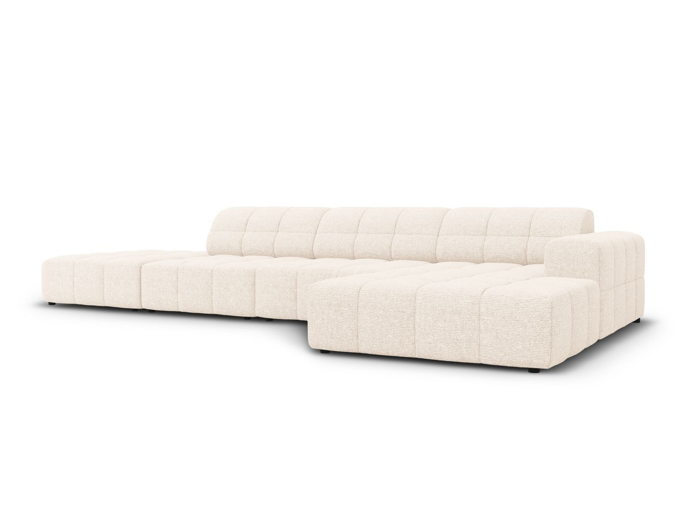 Cosmopolitan Design højrevendt hjørnesofa, "Chicago", 5-personers, 348 × 167 × 78 cm, Haga, sorte plastben