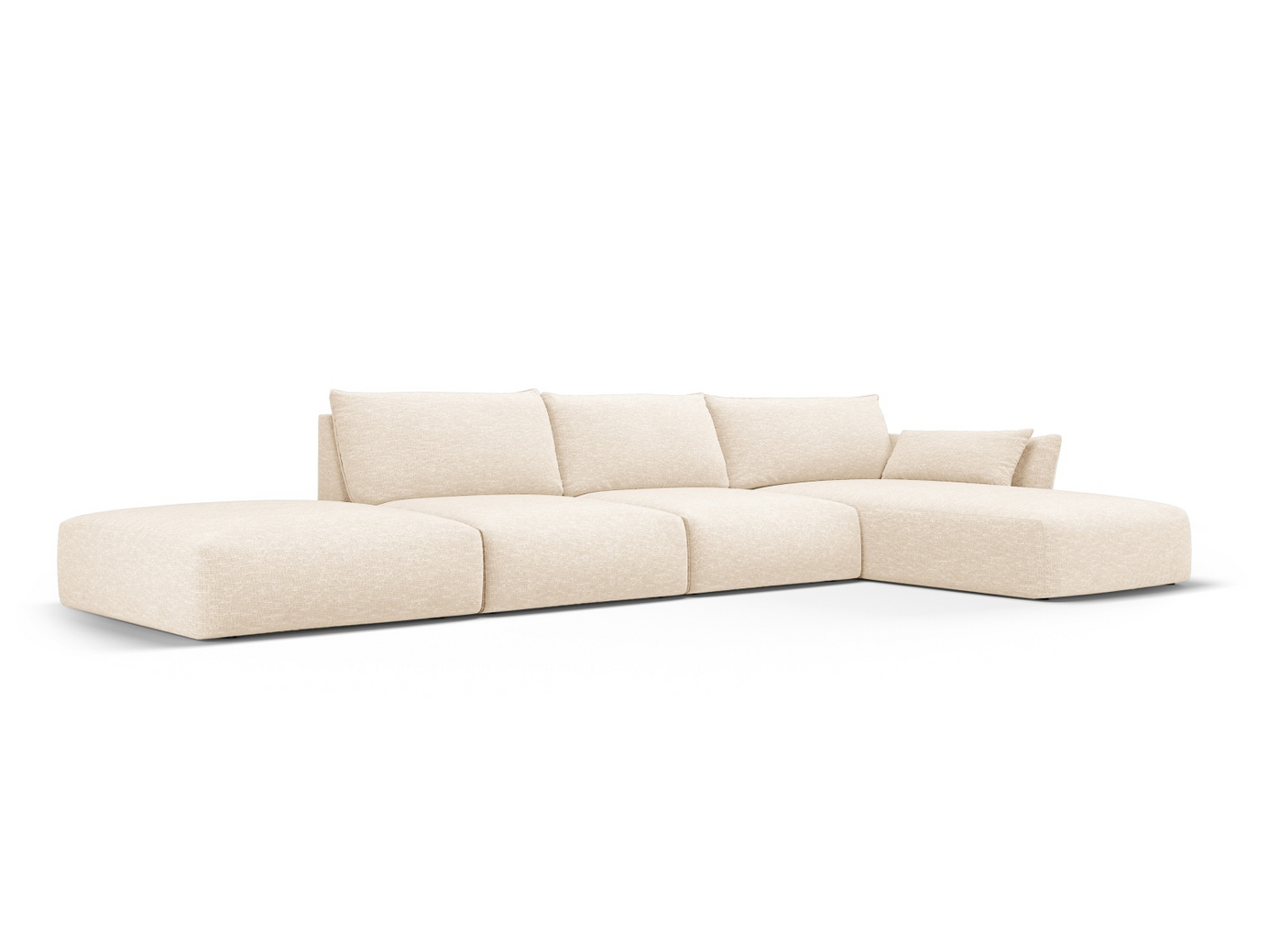 Cosmopolitan Design højrevendt hjørnesofa, "Matera", 5-personers, 364 × 171 × 85 cm, Haga, sorte plastben