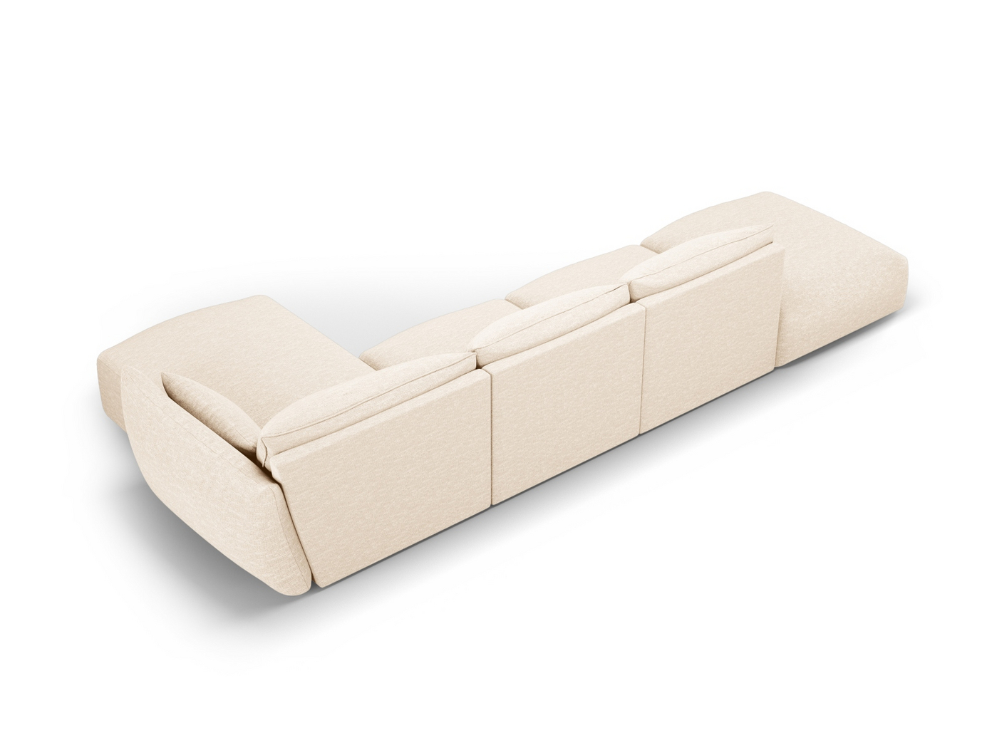 Cosmopolitan Design højrevendt hjørnesofa, "Matera", 5-personers, 364 × 171 × 85 cm, Haga, sorte plastben