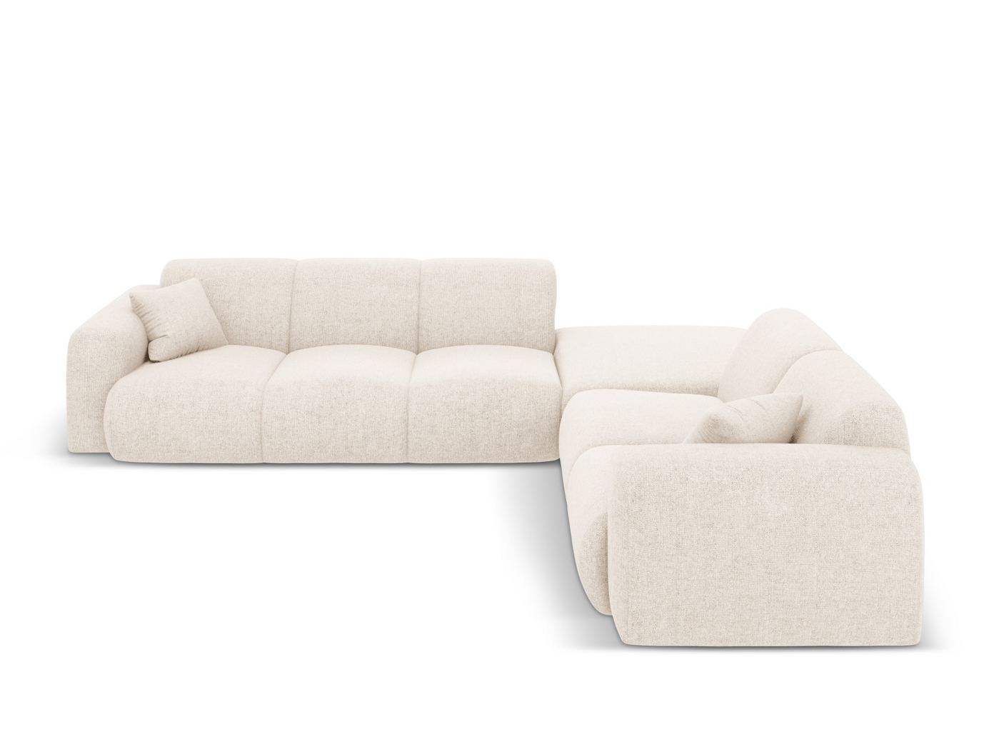 Cosmopolitan Design højrevendt hjørnesofa, "Nolio", 4-personers, 315 × 250 × 72 cm, Haga, sorte plastben