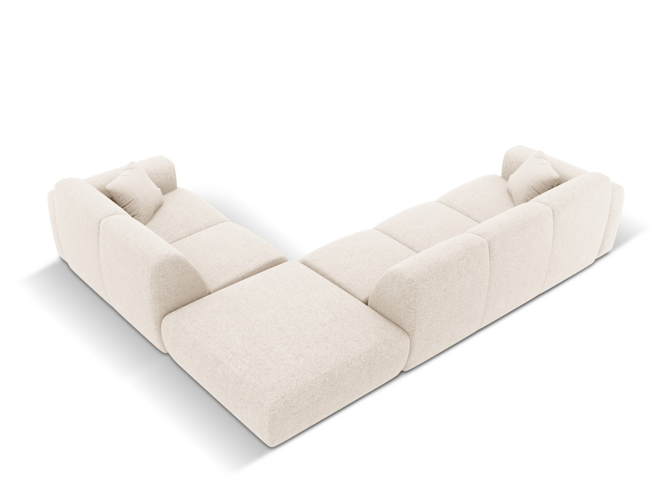 Cosmopolitan Design højrevendt hjørnesofa, "Nolio", 4-personers, 315 × 250 × 72 cm, Haga, sorte plastben