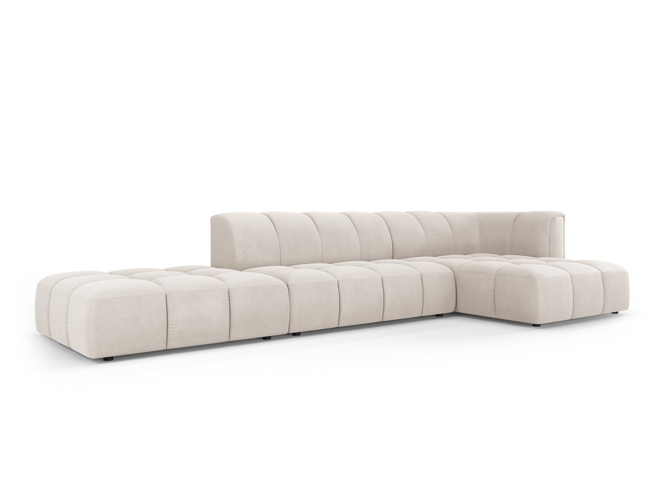 Cosmopolitan Design højrevendt modulhjørnesofa, "Moritz", 5-personers, 323 × 160 × 70 cm, Rebel, sorte plastben