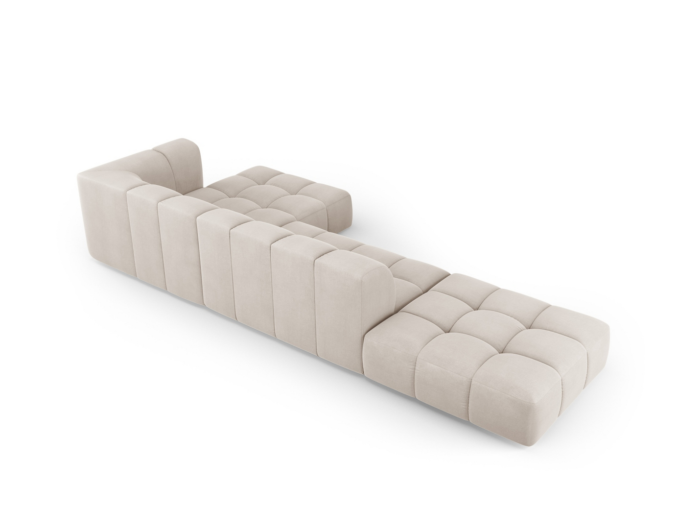 Cosmopolitan Design højrevendt modulhjørnesofa, "Moritz", 5-personers, 323 × 160 × 70 cm, Rebel, sorte plastben