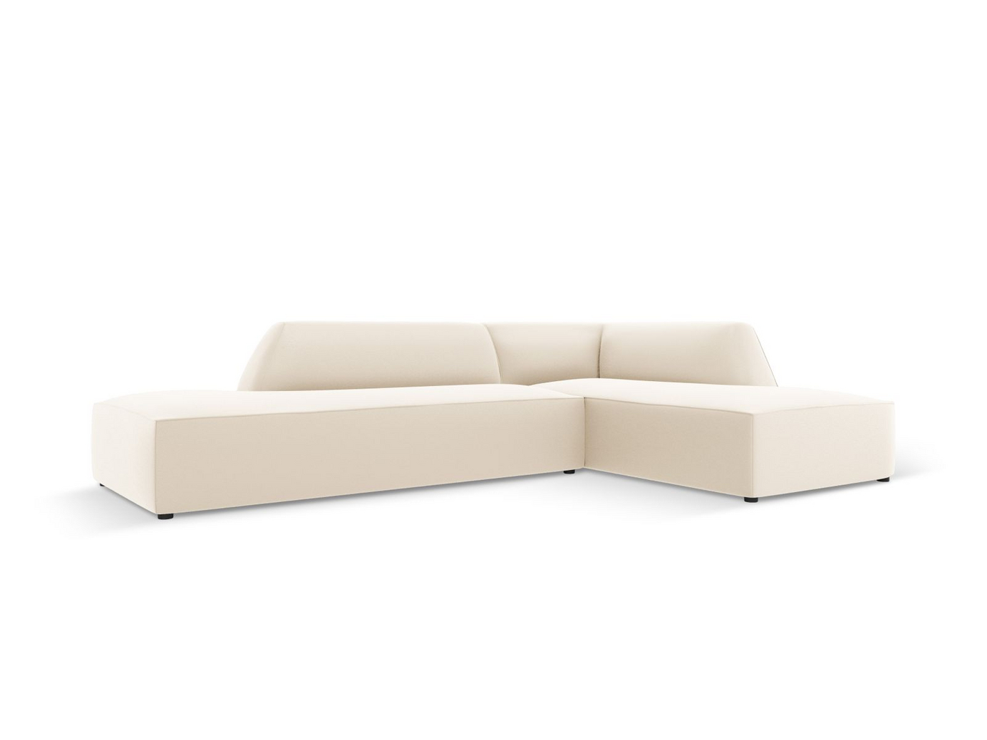 Cosmopolitan Design højrevendt kunstlædermodulhjørnesofa, "Siena", 4-personers, 273 × 180 × 69 cm, Pacifico, sorte plastben