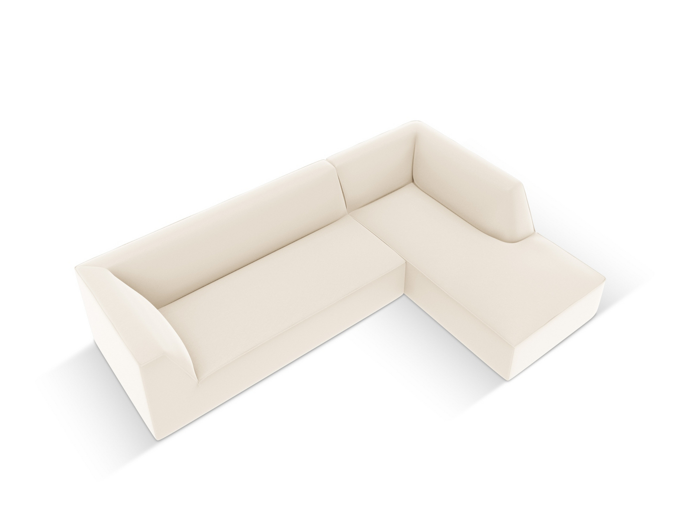 Cosmopolitan Design højrevendt kunstlædermodulhjørnesofa, "Siena", 4-personers, 273 × 180 × 69 cm, Pacifico, sorte plastben
