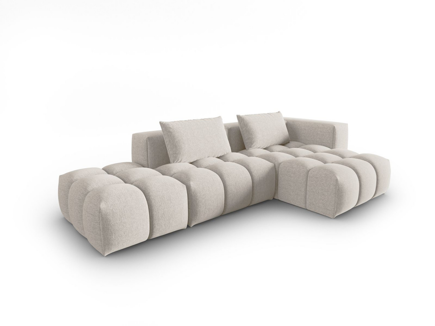 Cosmopolitan Design højrevendt modulhjørnesofa, "Verona", 4-personers, 265 × 145 × 70 cm, Sorella, sorte plastben