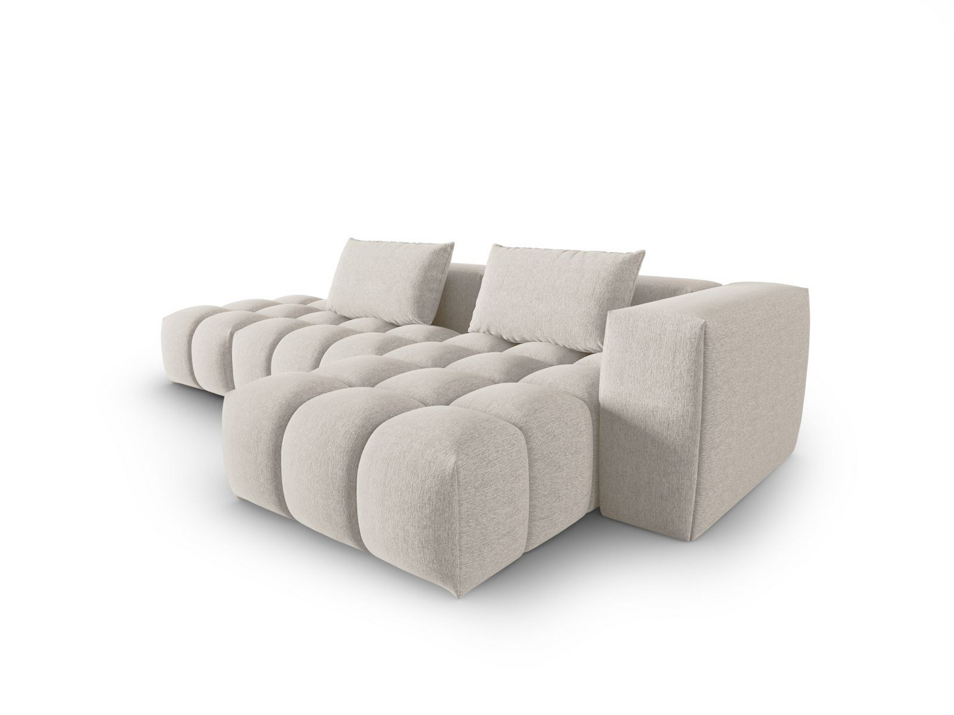 Cosmopolitan Design højrevendt modulhjørnesofa, "Verona", 4-personers, 265 × 145 × 70 cm, Sorella, sorte plastben