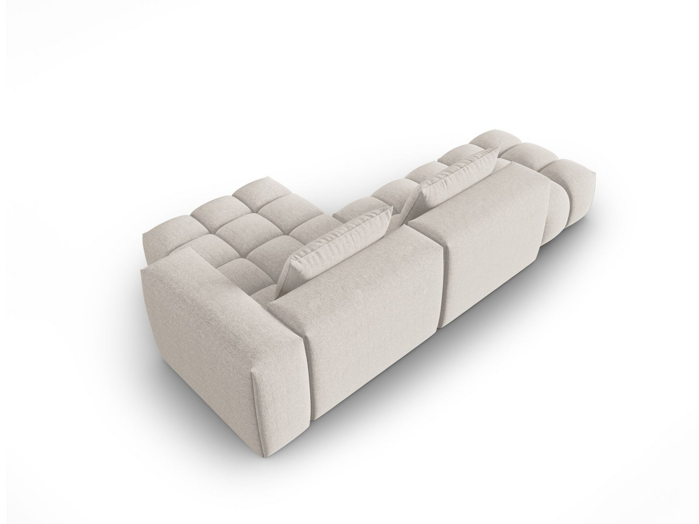 Cosmopolitan Design højrevendt modulhjørnesofa, "Verona", 4-personers, 265 × 145 × 70 cm, Sorella, sorte plastben