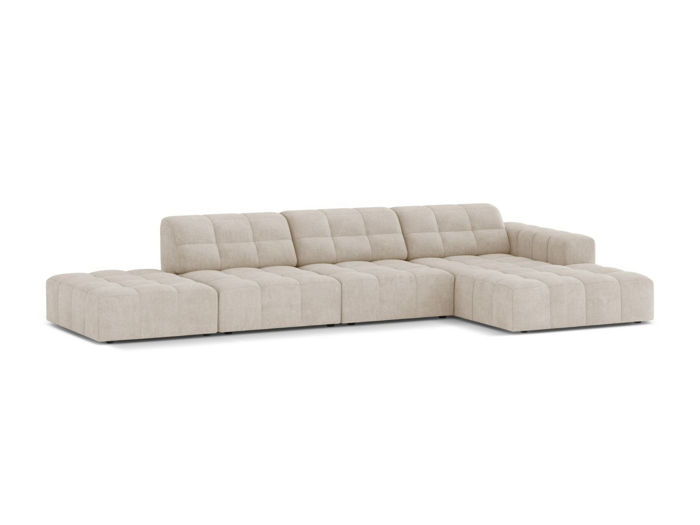 Cosmopolitan Design højrevendt hjørnesofa, "Chicago", 5-personers, 348 × 167 × 78 cm, Eden 10, sorte plastben