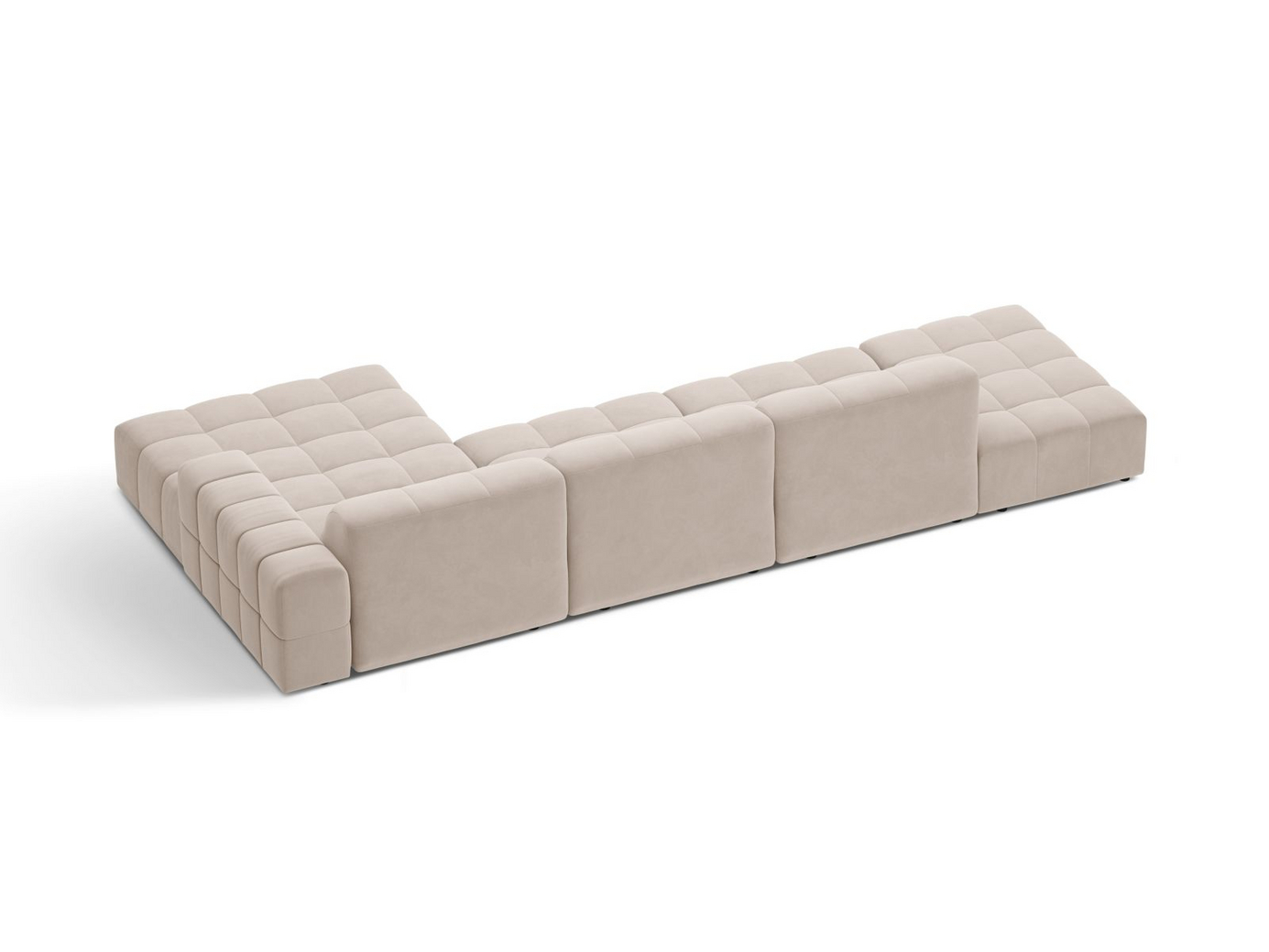 Cosmopolitan Design højrevendt velourhjørnesofa, "Chicago", 5-personers, 348 × 167 × 78 cm, Venus, sorte plastben