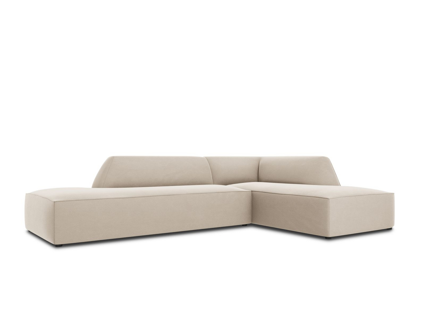 Cosmopolitan Design højrevendt velourmodulhjørnesofa, "Siena", 4-personers, 273 × 180 × 69 cm, Salvador, sorte plastben, Variant RCO_44