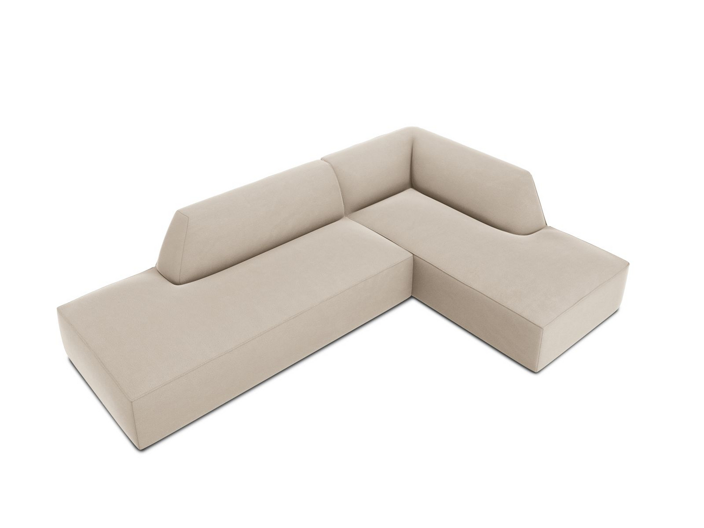 Cosmopolitan Design højrevendt velourmodulhjørnesofa, "Siena", 4-personers, 273 × 180 × 69 cm, Salvador, sorte plastben, Variant RCO_44