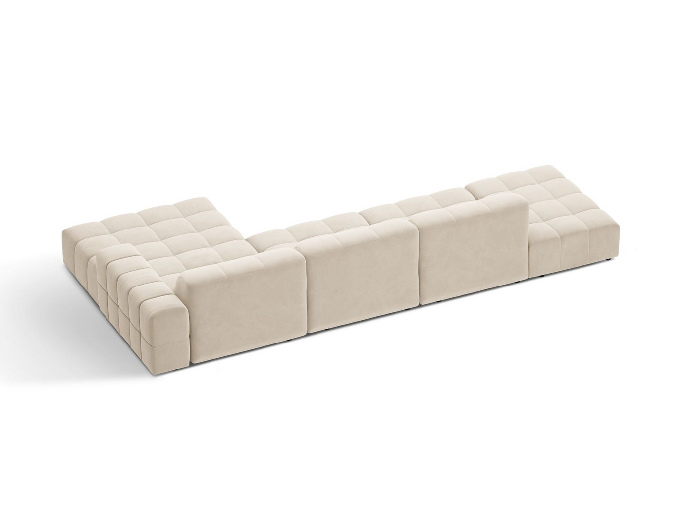 Cosmopolitan Design højrevendt velourhjørnesofa, "Chicago", 5-personers, 348 × 167 × 78 cm, Bluvel, sorte plastben