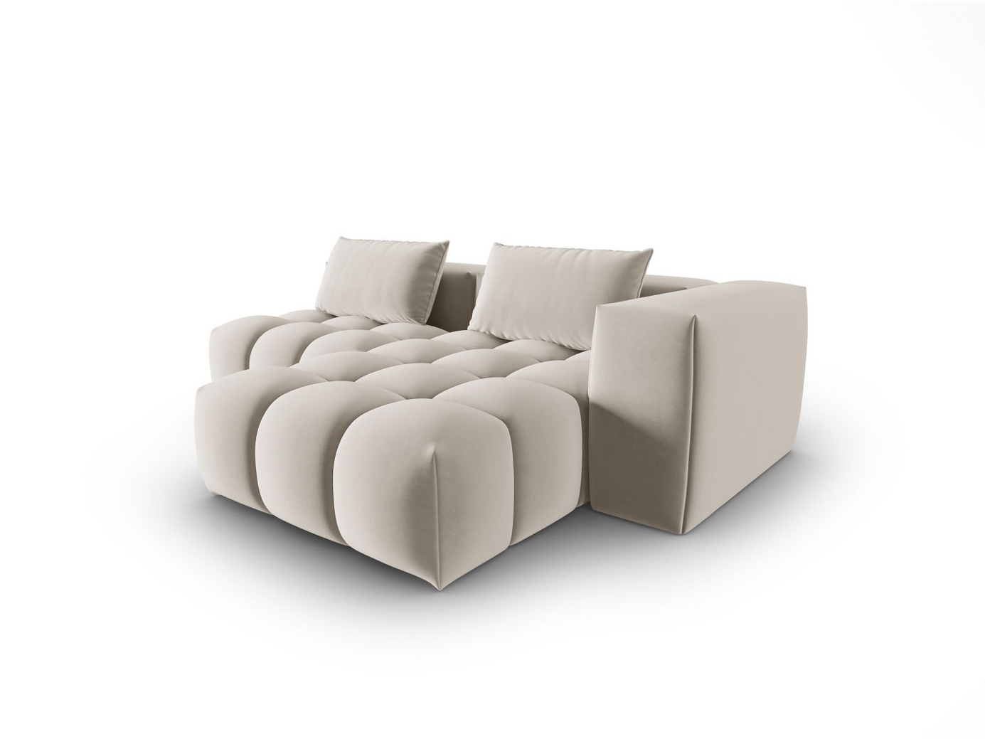 Cosmopolitan Design højrevendt velourmodulhjørnesofa, "Verona", 3-personers, 205 × 145 × 70 cm, Casino, sorte plastben