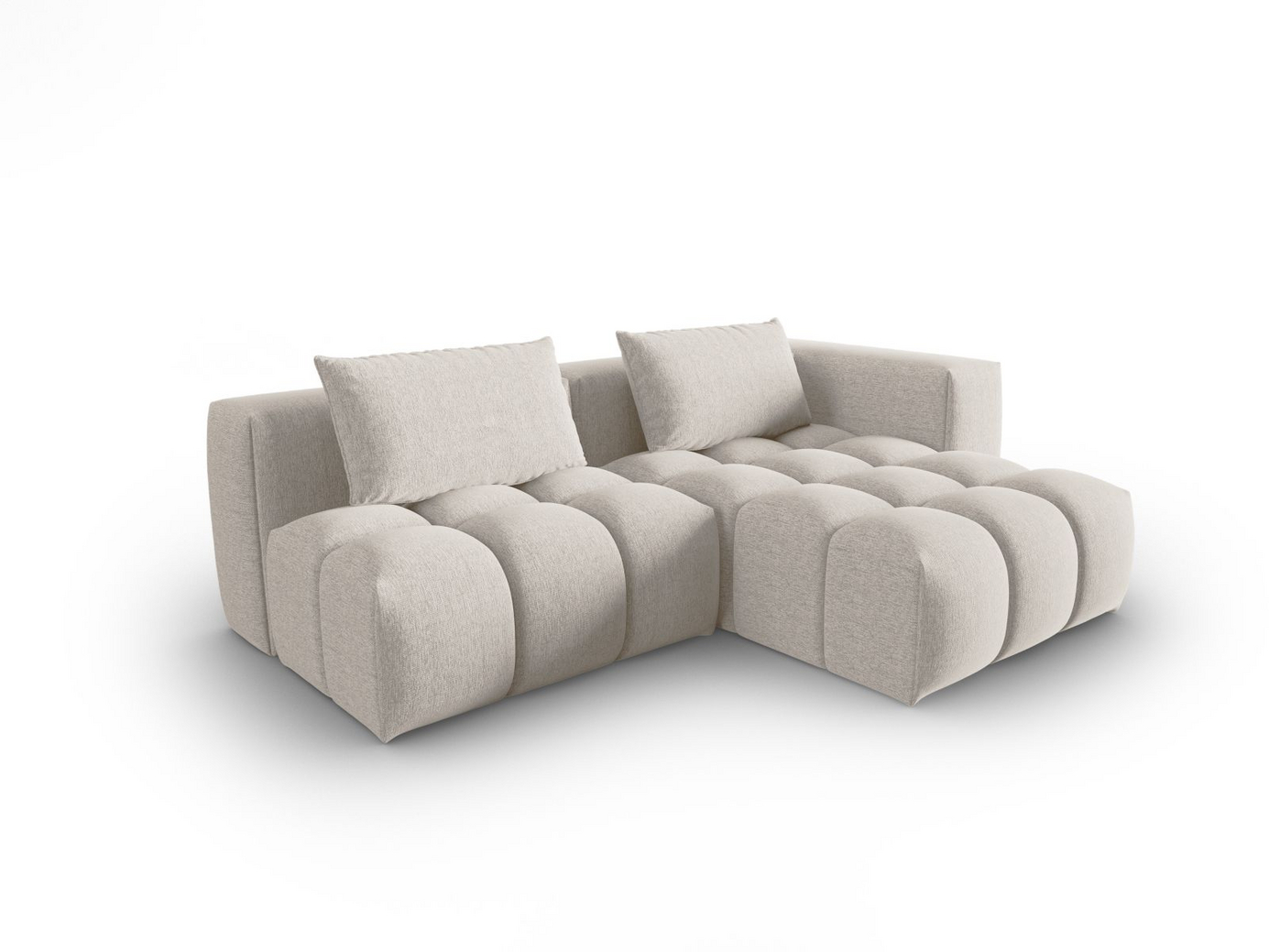Cosmopolitan Design højrevendt modulhjørnesofa, "Verona", 3-personers, 205 × 145 × 70 cm, Sorella, sorte plastben