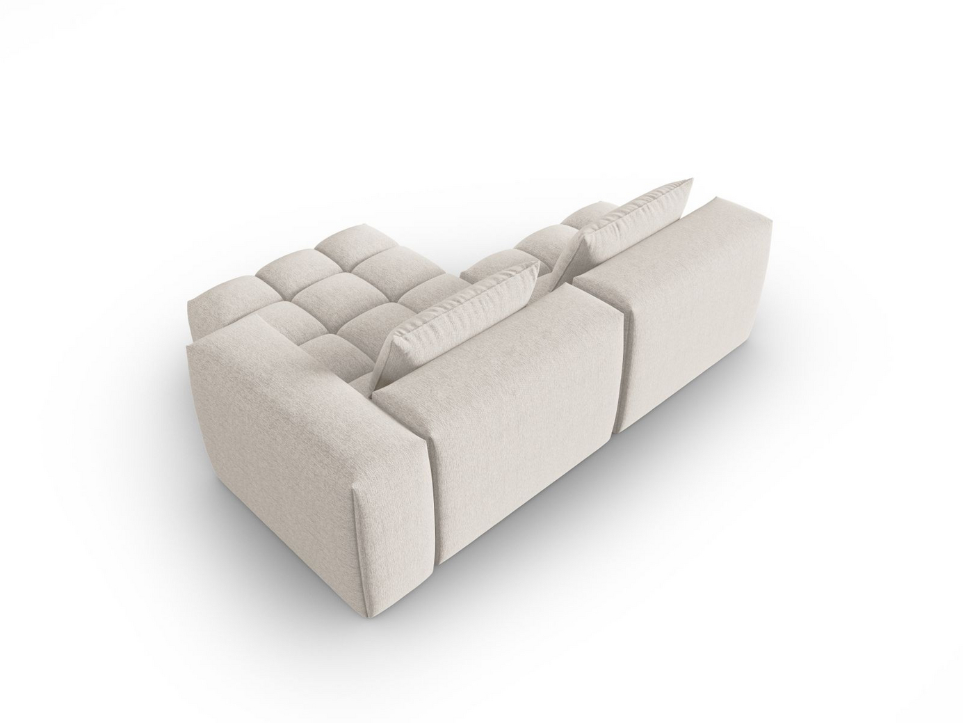Cosmopolitan Design højrevendt modulhjørnesofa, "Verona", 3-personers, 205 × 145 × 70 cm, Sorella, sorte plastben