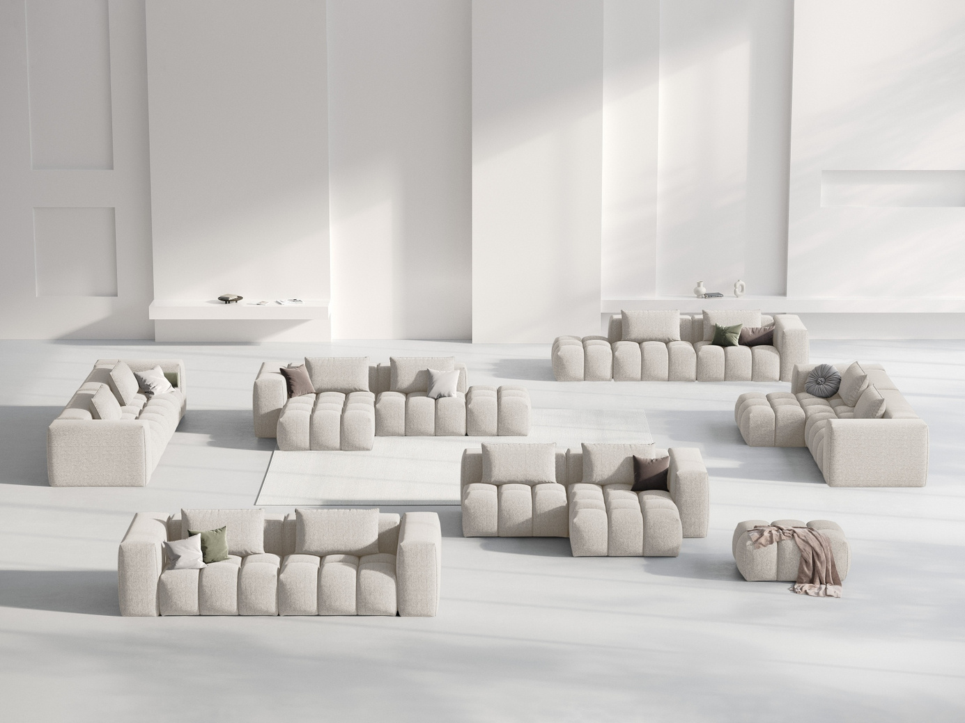 Cosmopolitan Design højrevendt modulhjørnesofa, "Verona", 3-personers, 205 × 145 × 70 cm, Sorella, sorte plastben