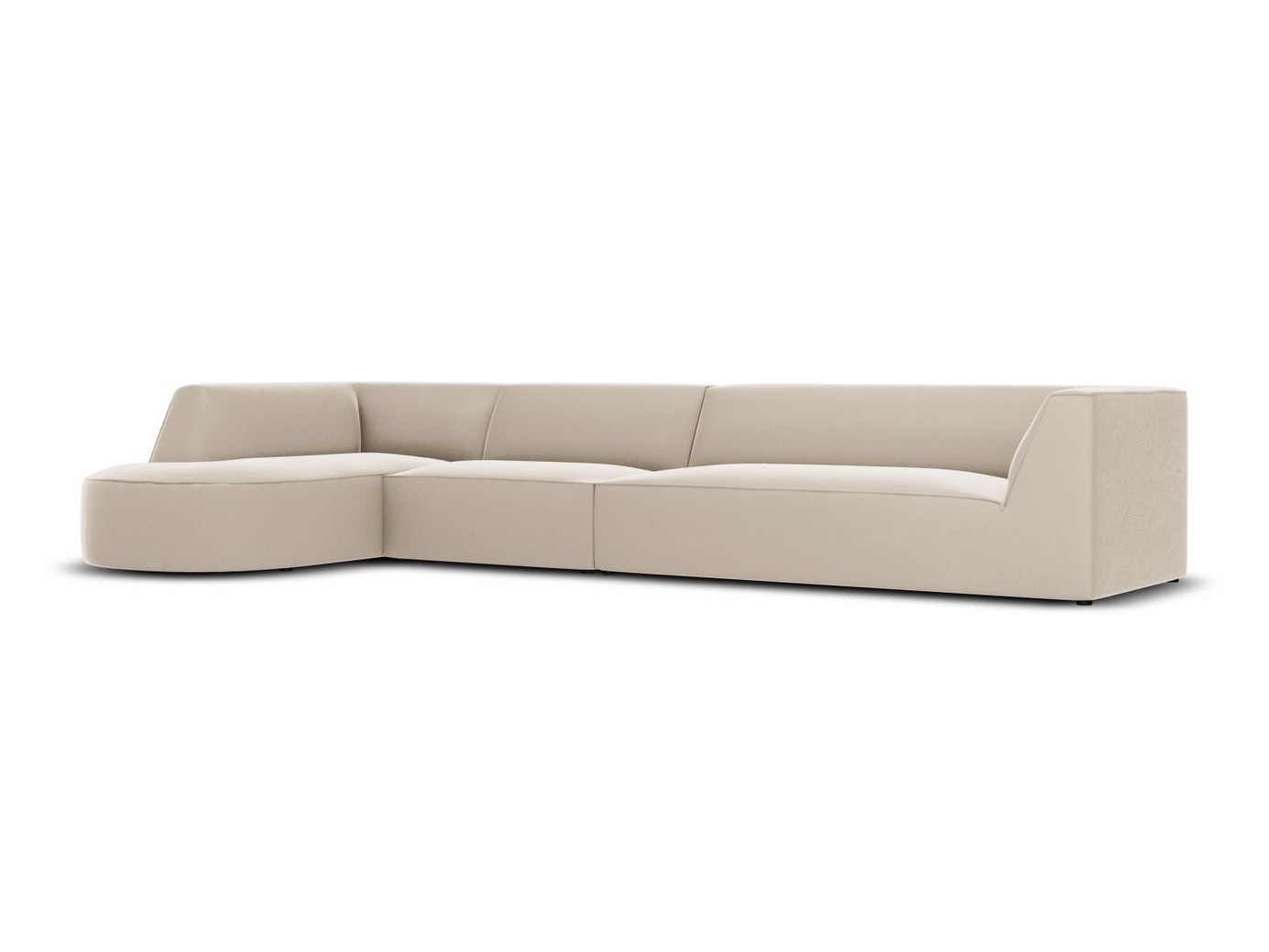 Cosmopolitan Design venstrevendt velourmodulhjørnesofa, "Siena", 5-personers, 366 × 180 × 69 cm, Salvador, sorte plastben, Variant RLC_L_44