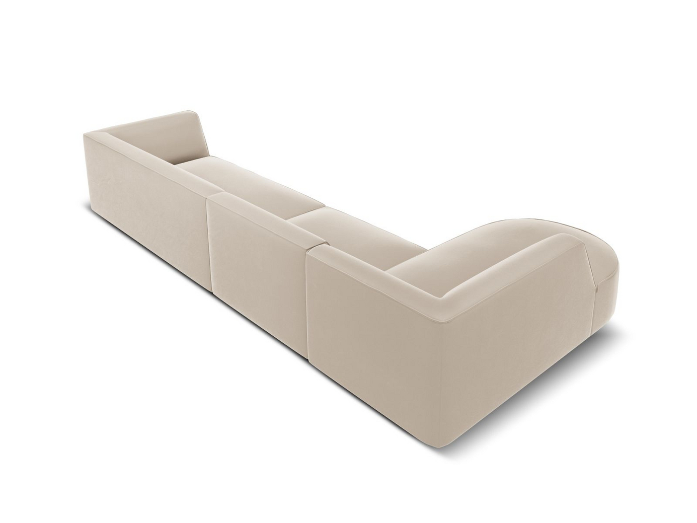 Cosmopolitan Design venstrevendt velourmodulhjørnesofa, "Siena", 5-personers, 366 × 180 × 69 cm, Salvador, sorte plastben, Variant RLC_L_44