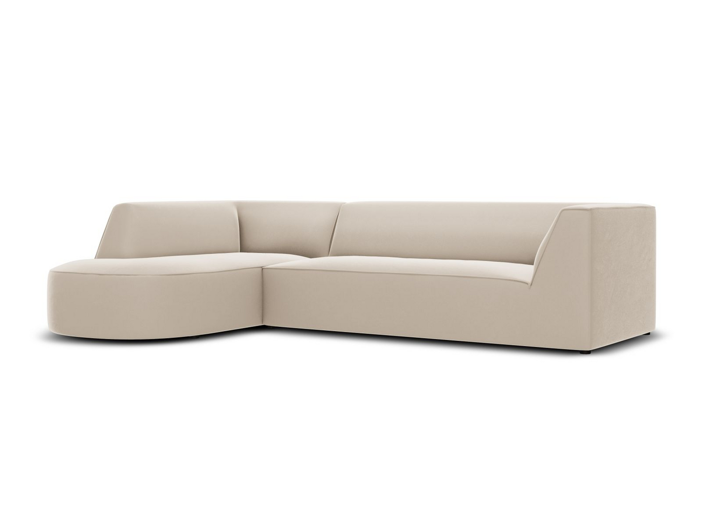 Cosmopolitan Design venstrevendt velourmodulhjørnesofa, "Siena", 4-personers, 273 × 180 × 69 cm, Salvador, sorte plastben, Variant RLC_M_44