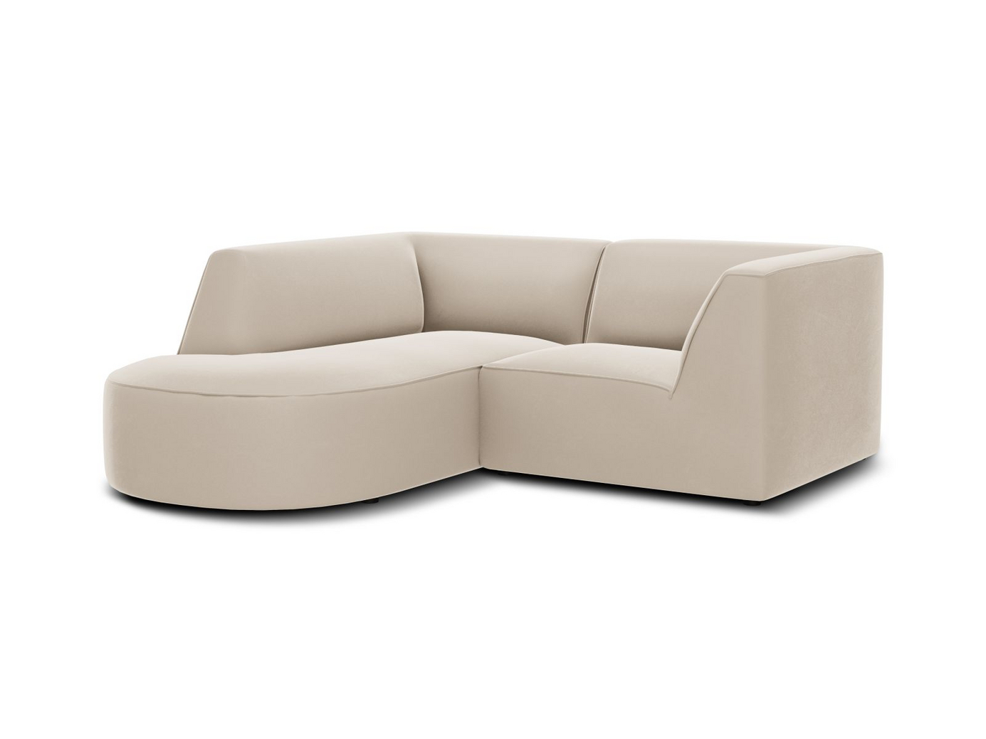 Cosmopolitan Design venstrevendt velourmodulhjørnesofa, "Siena", 3-personers, 186 × 180 × 69 cm, Salvador, sorte plastben, Variant RLC_S_44