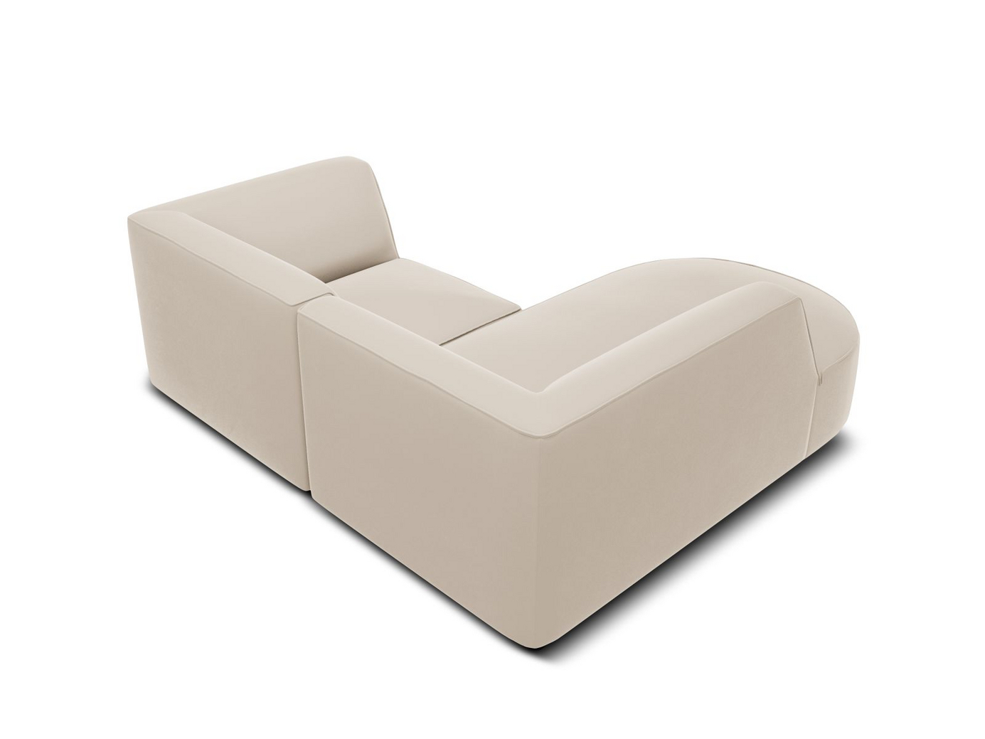 Cosmopolitan Design venstrevendt velourmodulhjørnesofa, "Siena", 3-personers, 186 × 180 × 69 cm, Salvador, sorte plastben, Variant RLC_S_44