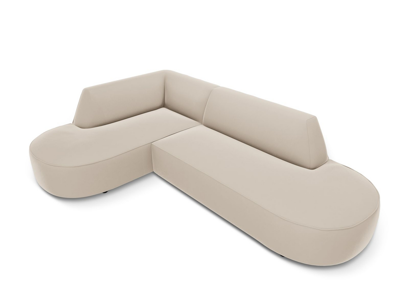 Cosmopolitan Design venstrevendt velourmodulhjørnesofa, "Siena", 4-personers, 273 × 180 × 69 cm, Salvador, sorte plastben, Variant RLCO_44