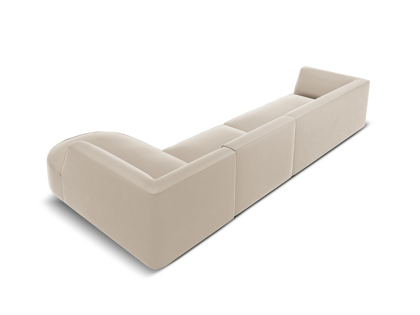 Cosmopolitan Design højrevendt velourmodulhjørnesofa, "Siena", 5-personers, 366 × 180 × 69 cm, Salvador, sorte plastben, Variant RRC_L_44