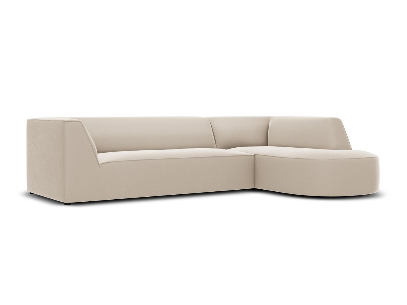 Cosmopolitan Design højrevendt velourmodulhjørnesofa, "Siena", 4-personers, 273 × 180 × 69 cm, Salvador, sorte plastben, Variant RRC_M_44