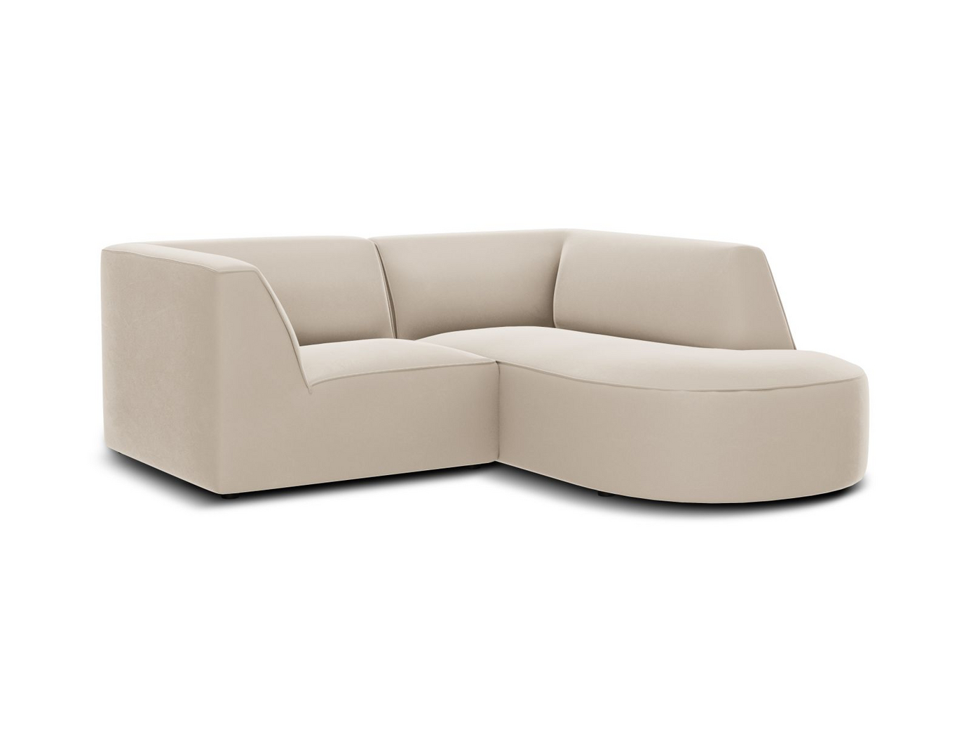 Cosmopolitan Design højrevendt velourmodulhjørnesofa, "Siena", 3-personers, 186 × 180 × 69 cm, Salvador, sorte plastben, Variant RRC_S_44
