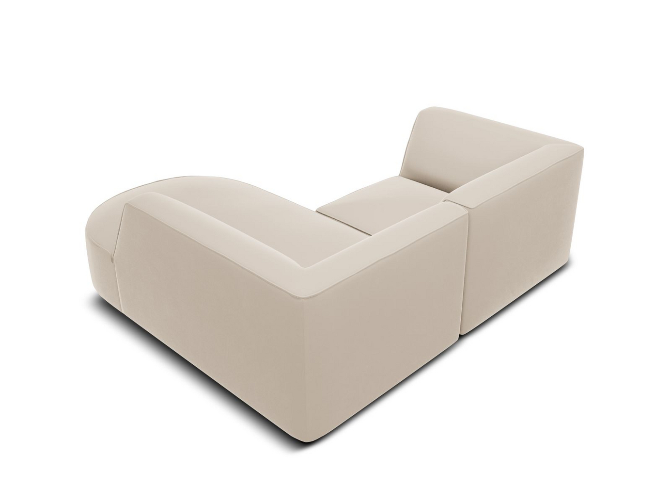 Cosmopolitan Design højrevendt velourmodulhjørnesofa, "Siena", 3-personers, 186 × 180 × 69 cm, Salvador, sorte plastben, Variant RRC_S_44