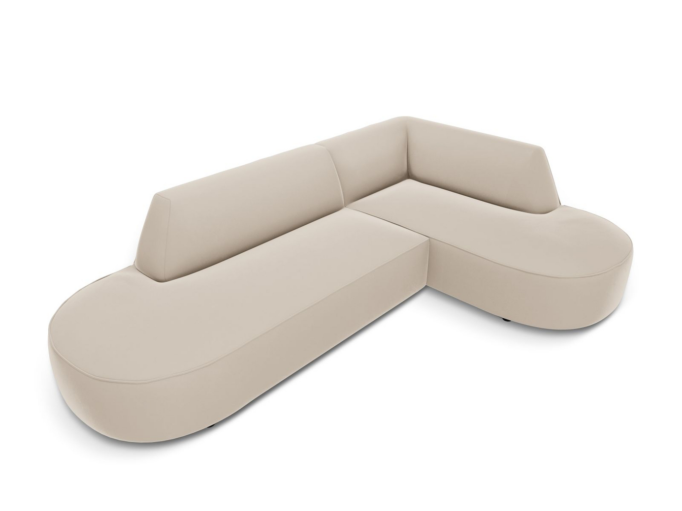 Cosmopolitan Design højrevendt velourmodulhjørnesofa, "Siena", 4-personers, 273 × 180 × 69 cm, Salvador, sorte plastben, Variant RRCO_44