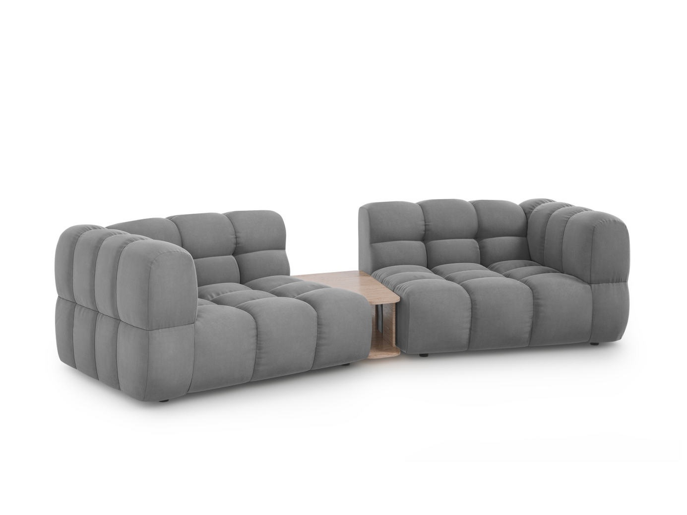 Cosmopolitan Design velourmodulsofa, "Sky", 2-personers, 280 × 148 × 70 cm, Casino, sorte plastben