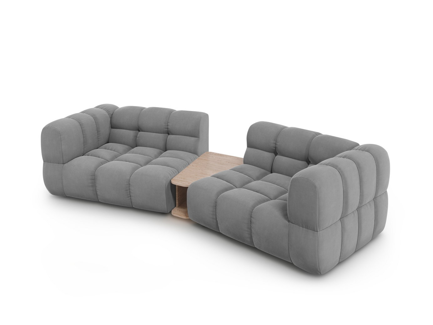 Cosmopolitan Design velourmodulsofa, "Sky", 2-personers, 280 × 148 × 70 cm, Casino, sorte plastben