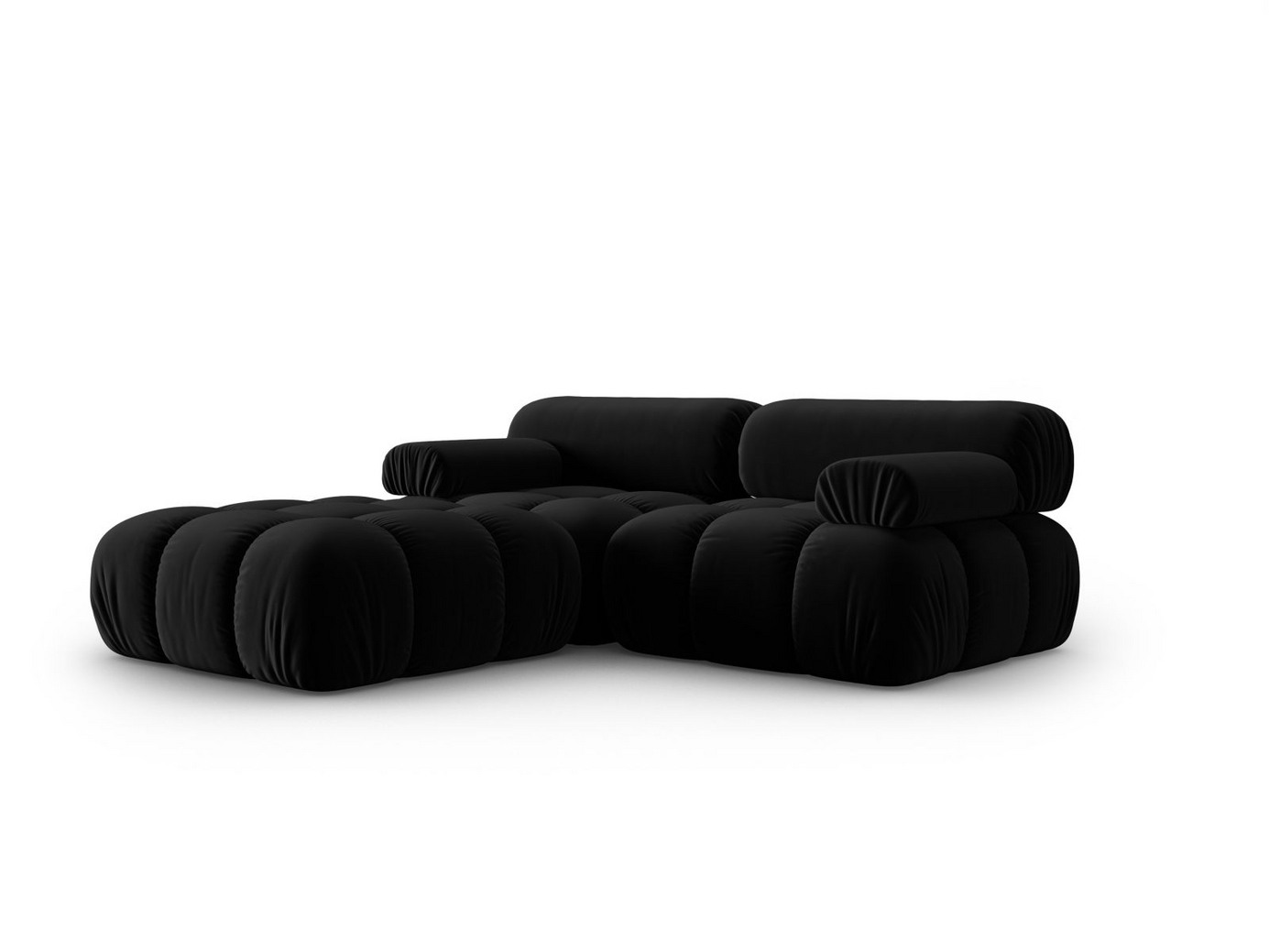 Cosmopolitan Design velourmodulsofa, "Cortina", 3-personers, 188 × 188 × 70 cm, Bluvel, sorte plastben