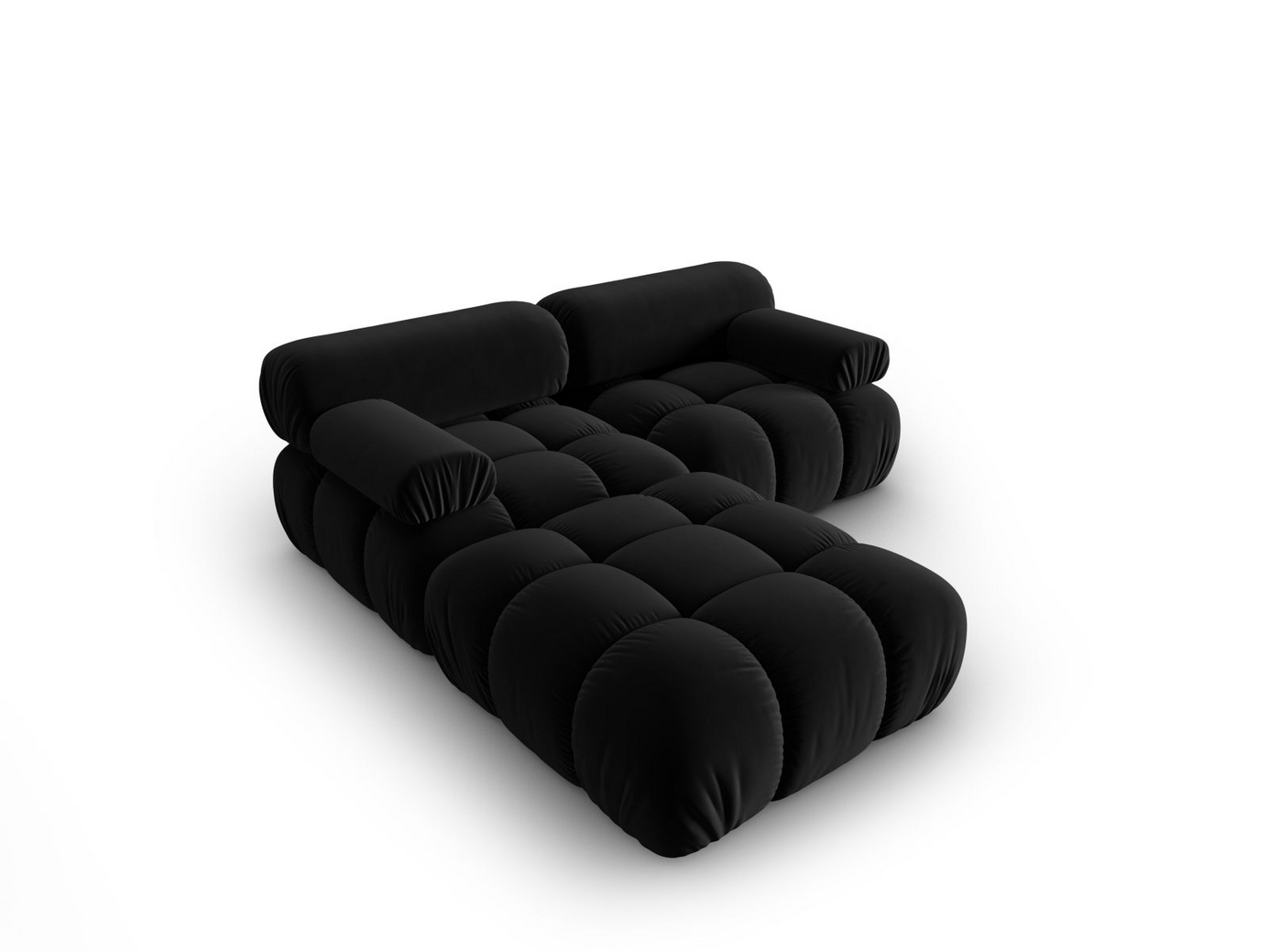 Cosmopolitan Design velourmodulsofa, "Cortina", 3-personers, 188 × 188 × 70 cm, Bluvel, sorte plastben