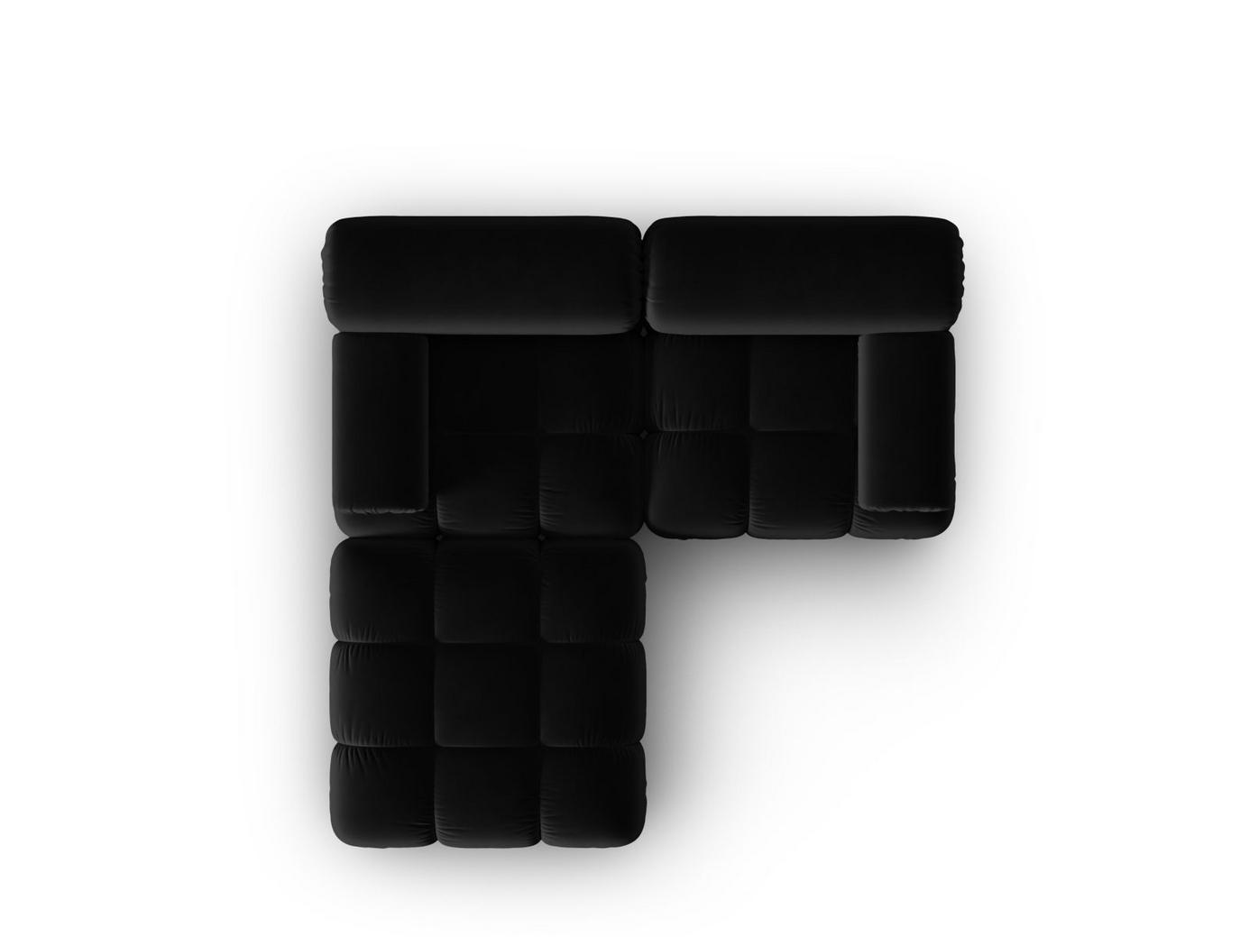 Cosmopolitan Design velourmodulsofa, "Cortina", 3-personers, 188 × 188 × 70 cm, Bluvel, sorte plastben
