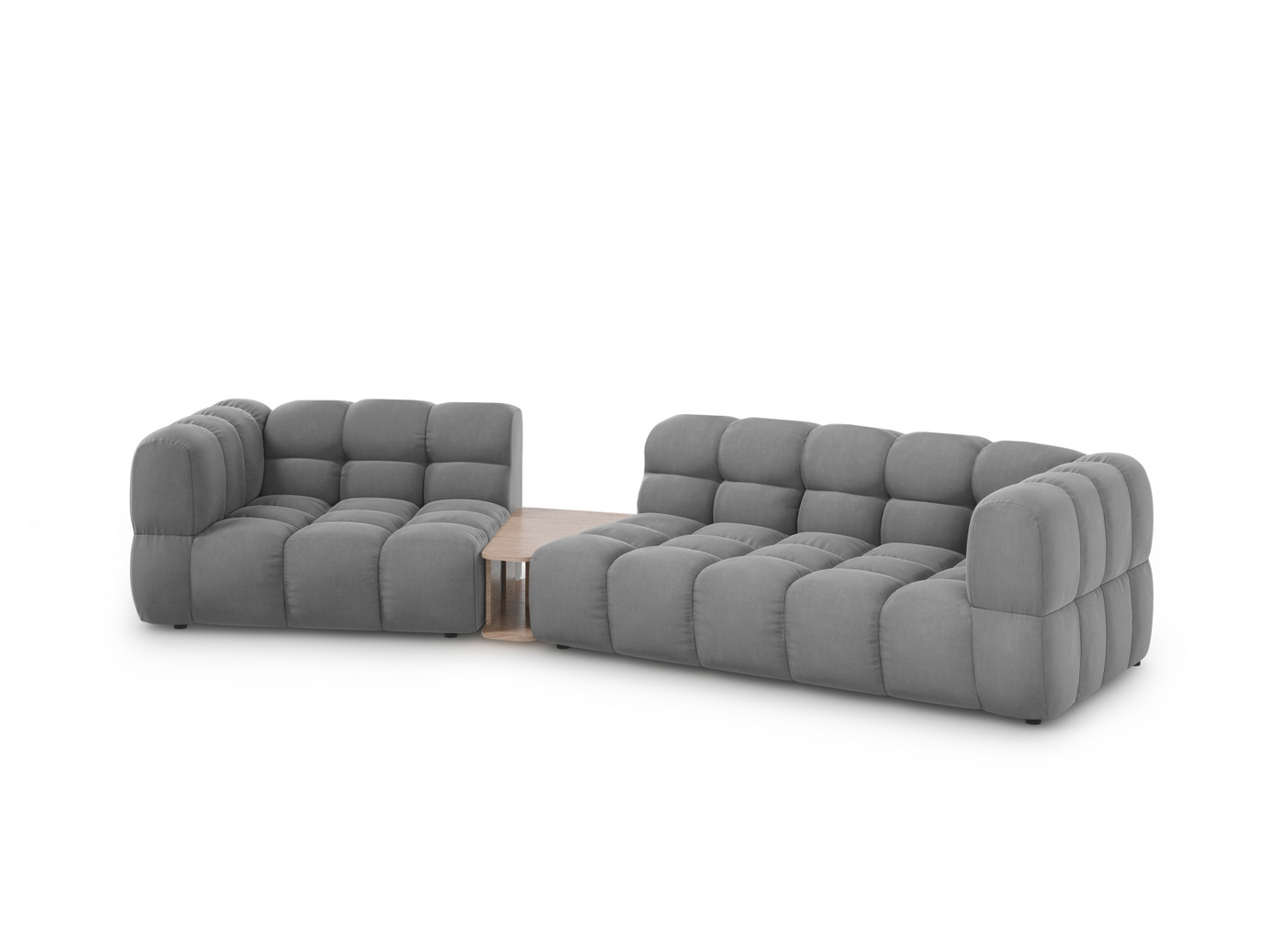 Cosmopolitan Design venstrevendt velourmodulsofa, "Sky", 3-personers, 353 × 148 × 70 cm, Casino, sorte plastben