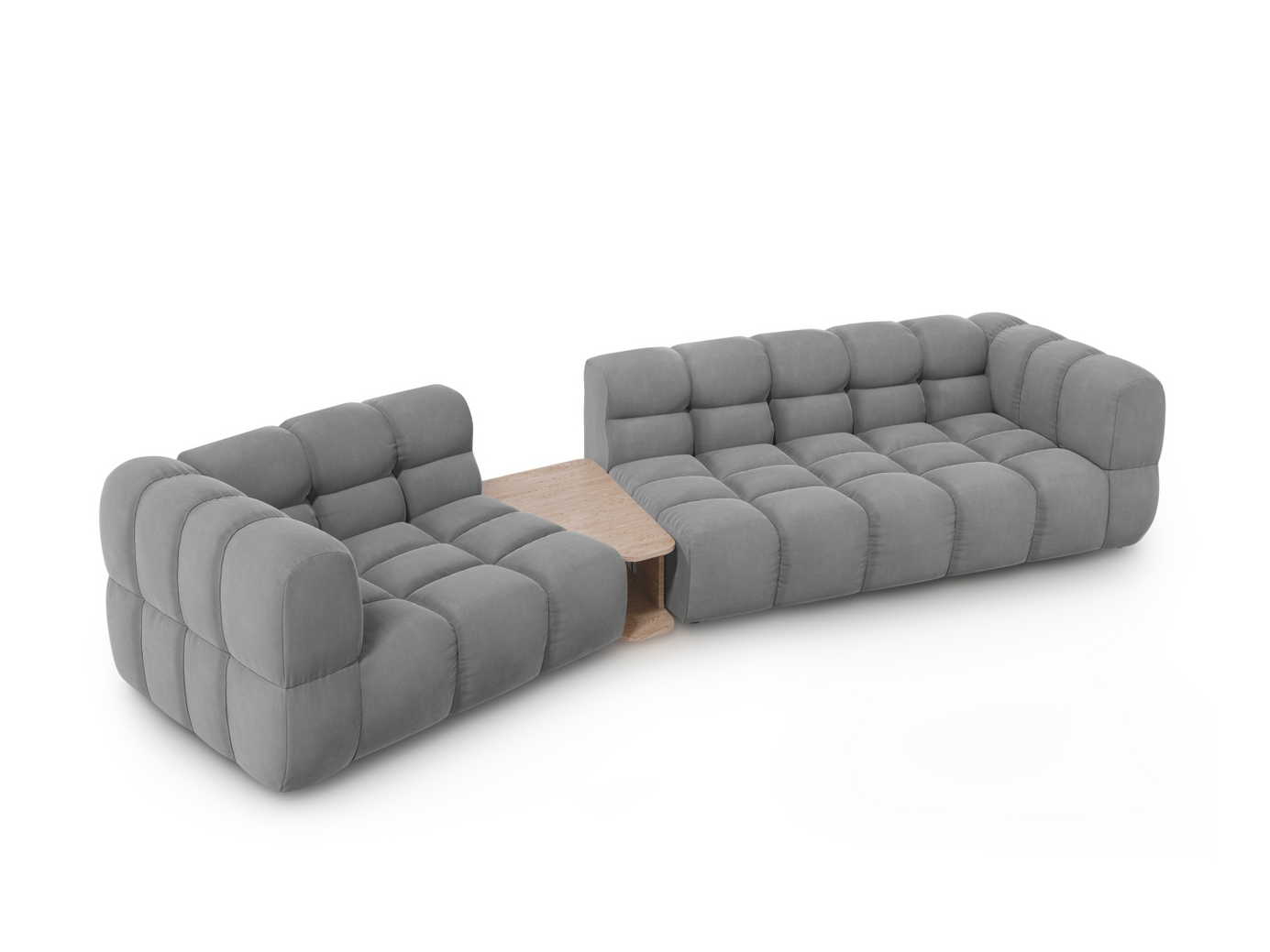 Cosmopolitan Design venstrevendt velourmodulsofa, "Sky", 3-personers, 353 × 148 × 70 cm, Casino, sorte plastben