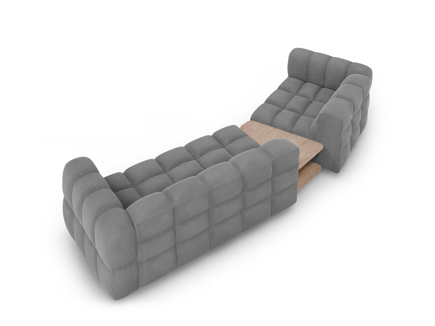 Cosmopolitan Design venstrevendt velourmodulsofa, "Sky", 3-personers, 353 × 148 × 70 cm, Casino, sorte plastben