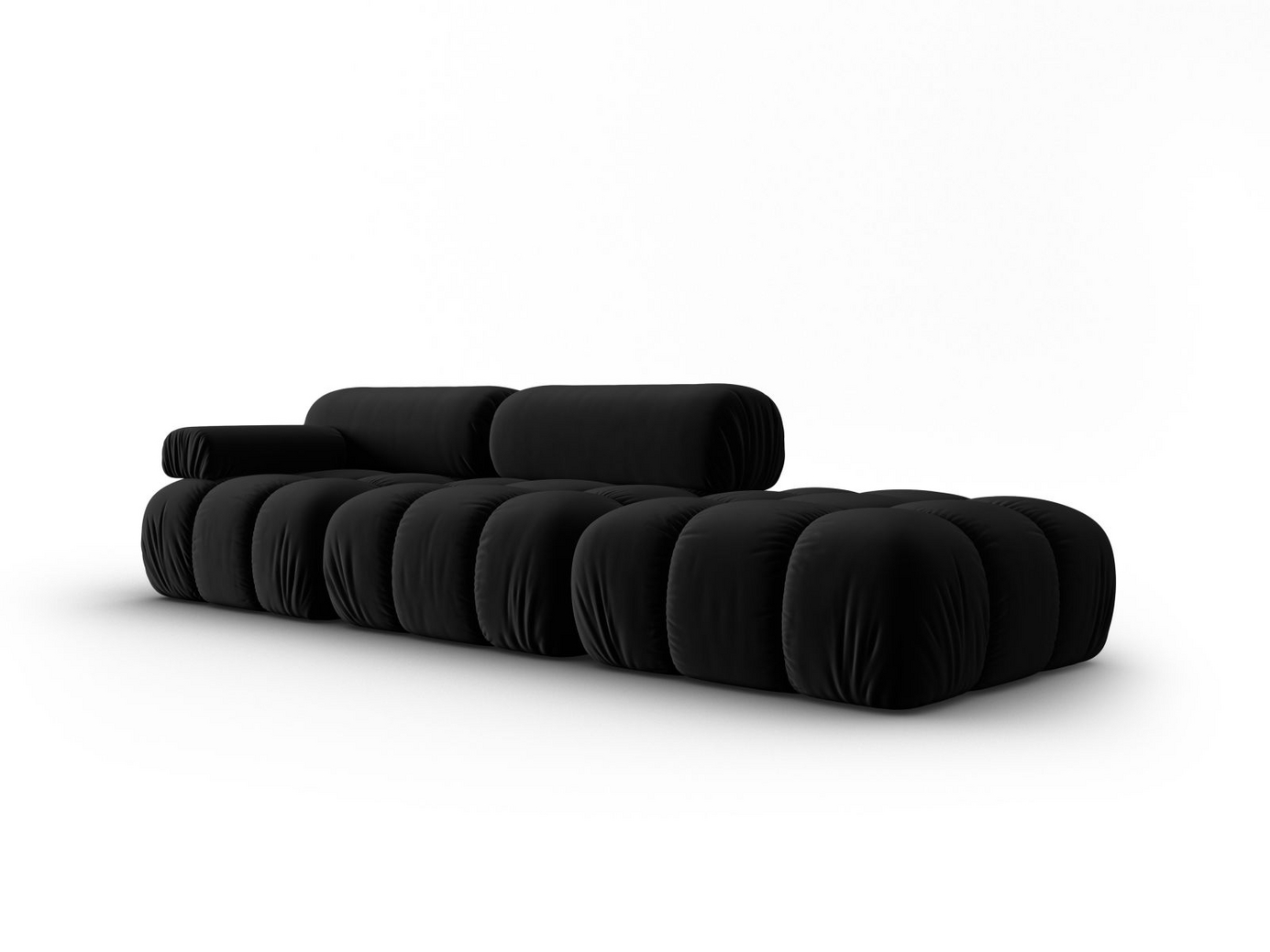 Cosmopolitan Design venstrevendt velourmodulsofa, "Cortina", 4-personers, 282 × 94 × 70 cm, Bluvel, sorte plastben