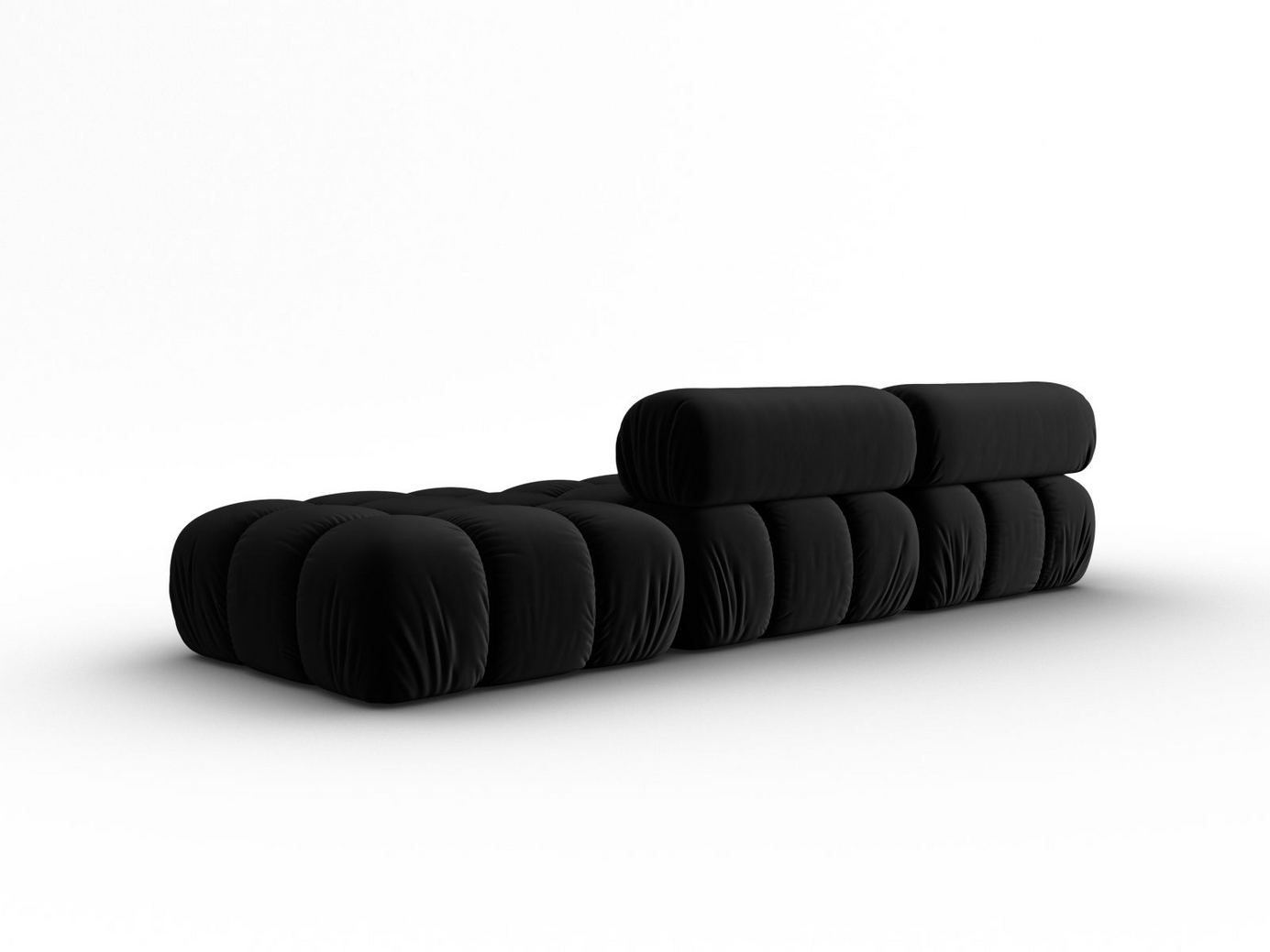 Cosmopolitan Design venstrevendt velourmodulsofa, "Cortina", 4-personers, 282 × 94 × 70 cm, Bluvel, sorte plastben