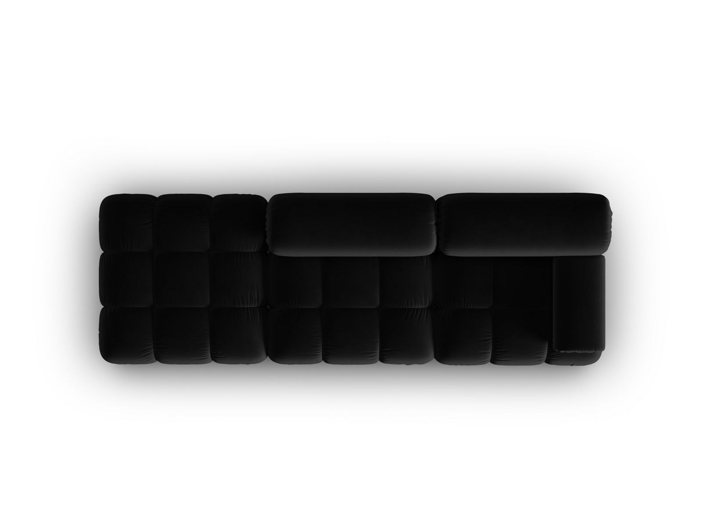 Cosmopolitan Design venstrevendt velourmodulsofa, "Cortina", 4-personers, 282 × 94 × 70 cm, Bluvel, sorte plastben