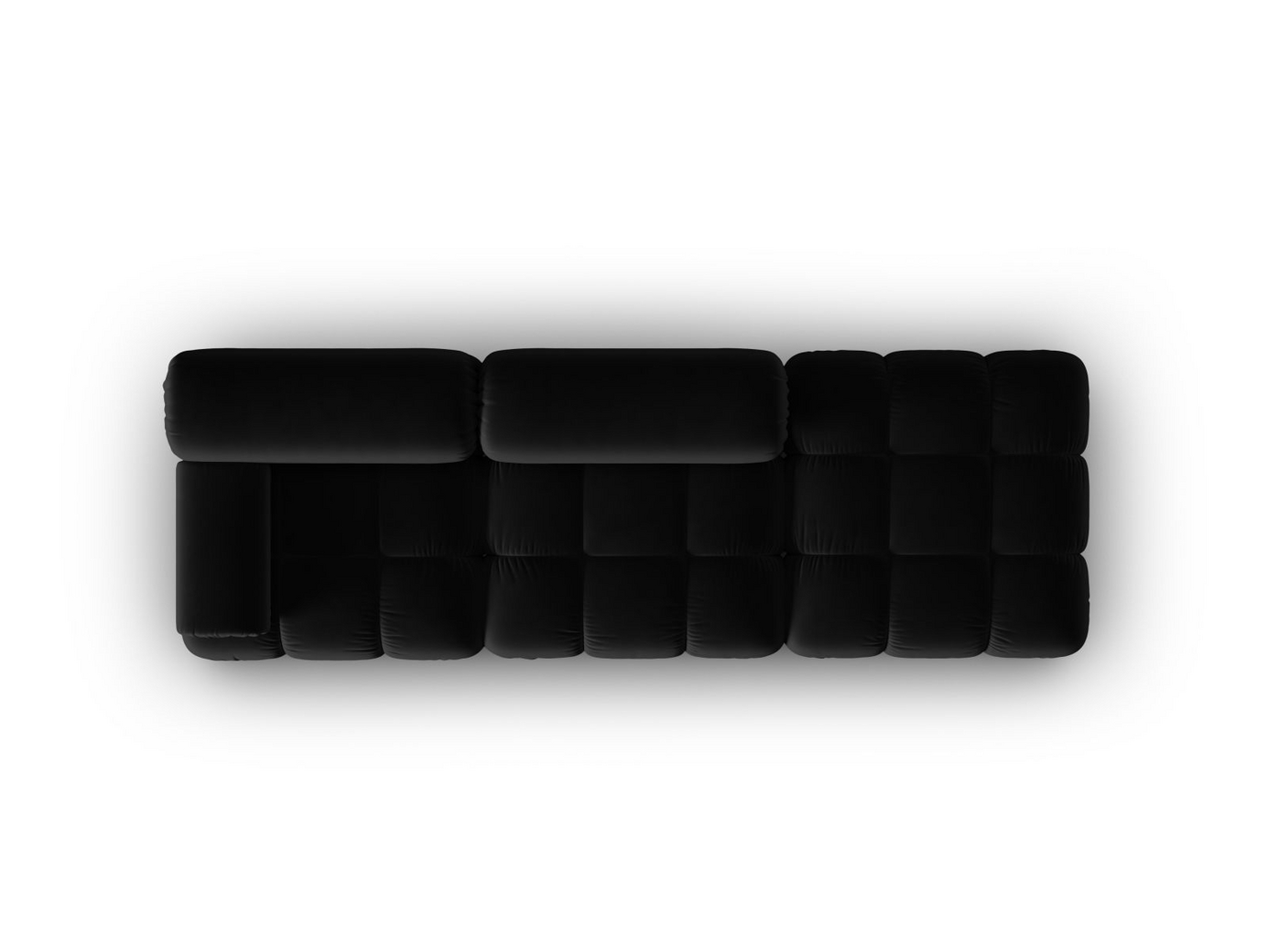 Cosmopolitan Design højrevendt velourmodulsofa, "Cortina", 4-personers, 282 × 94 × 70 cm, Bluvel, sorte plastben