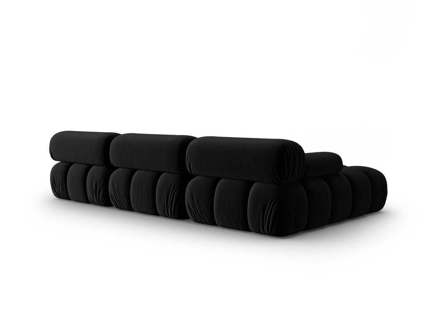 Cosmopolitan Design venstrevendt velourmodulhjørnesofa, "Cortina", 4-personers, 282 × 155 × 70 cm, Bluvel, sorte plastben