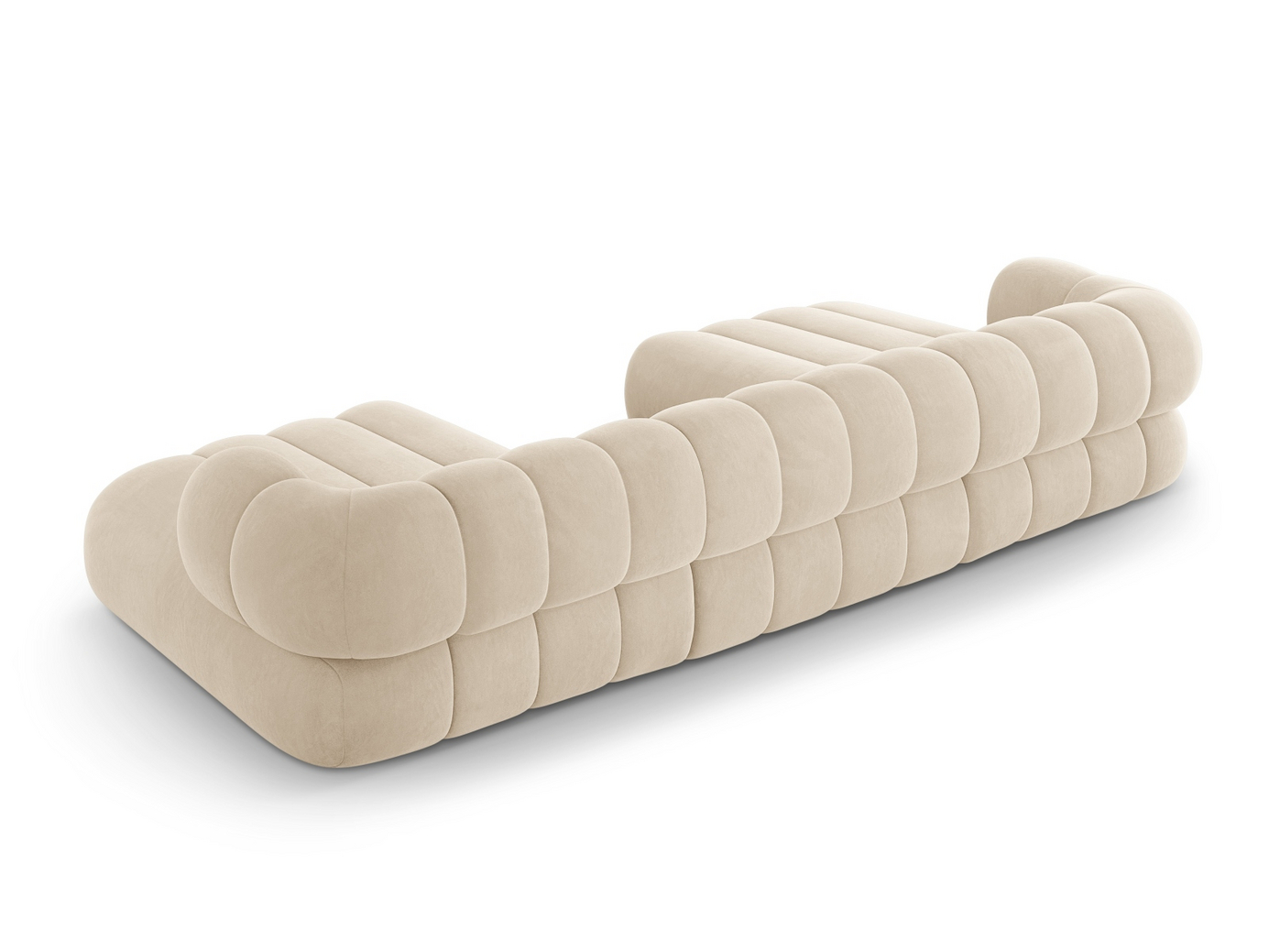 Cosmopolitan Design velourpanoramasofa, "Koge", 6-personers, 348 × 165 × 70 cm, Vogue, sorte plastben