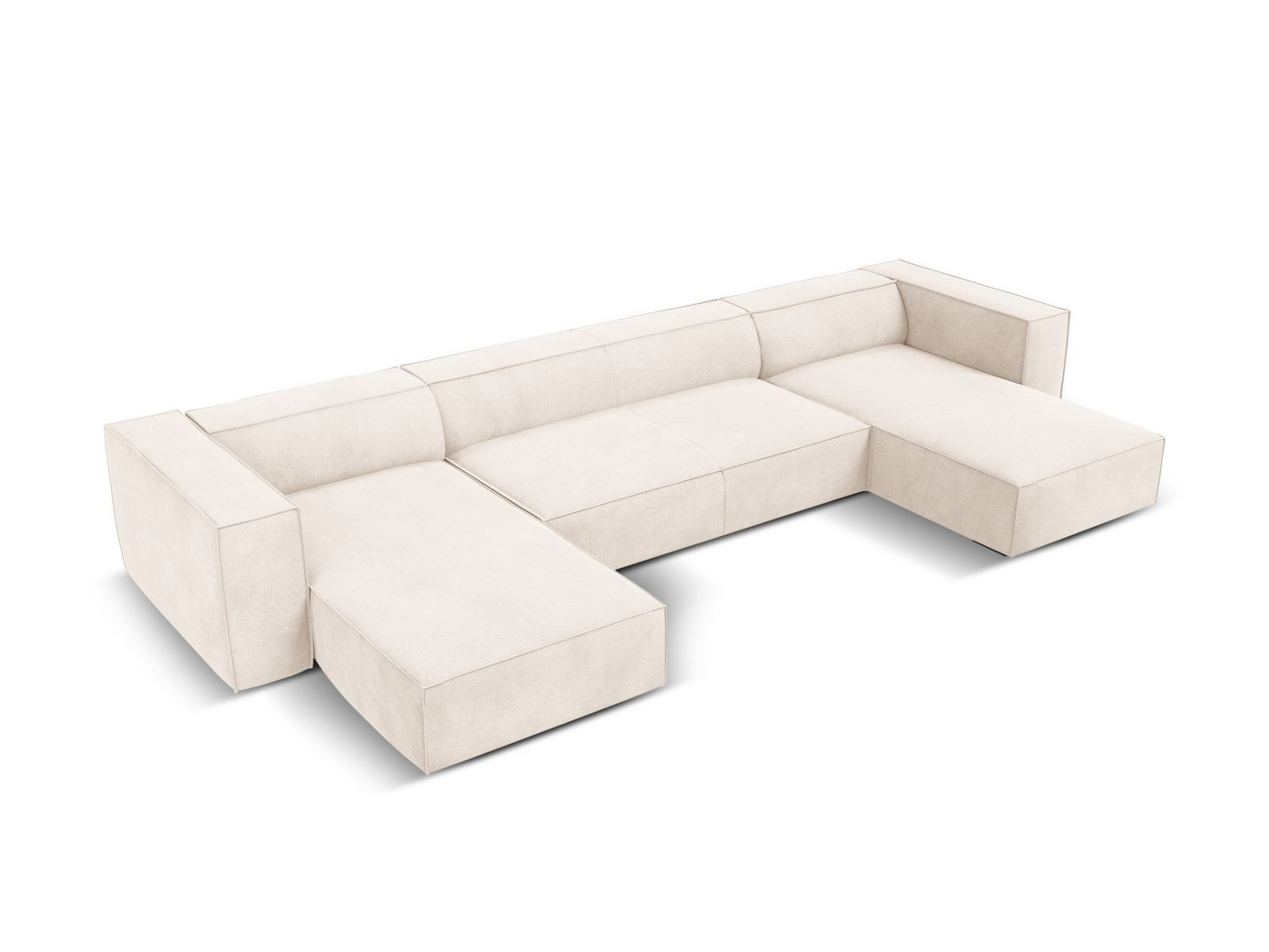 Cosmopolitan Design panoramasofa, "Turin", 6-personers, 375 × 173 × 68 cm, Rosario, ben i sort bøg
