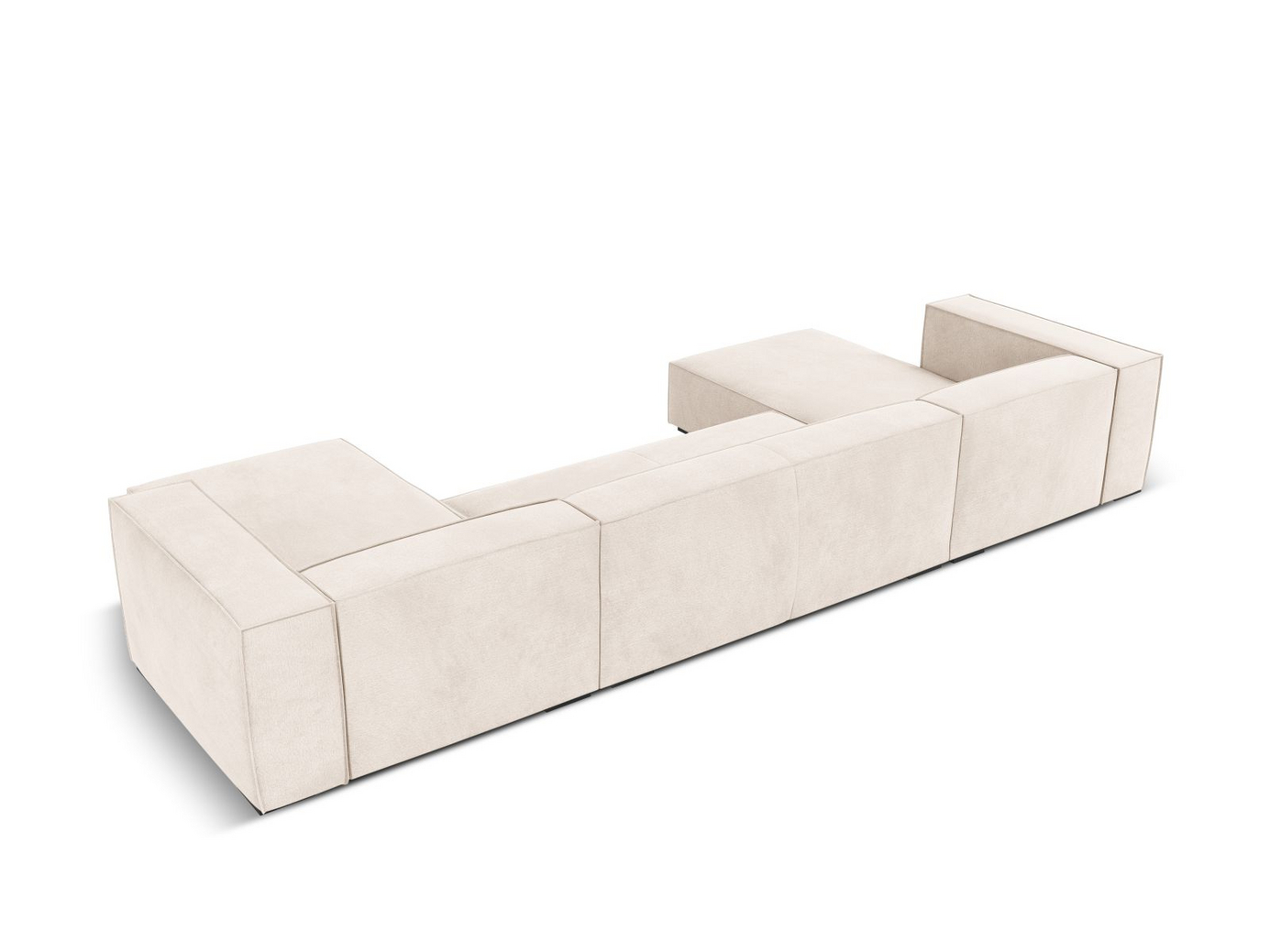 Cosmopolitan Design panoramasofa, "Turin", 6-personers, 375 × 173 × 68 cm, Rosario, ben i sort bøg