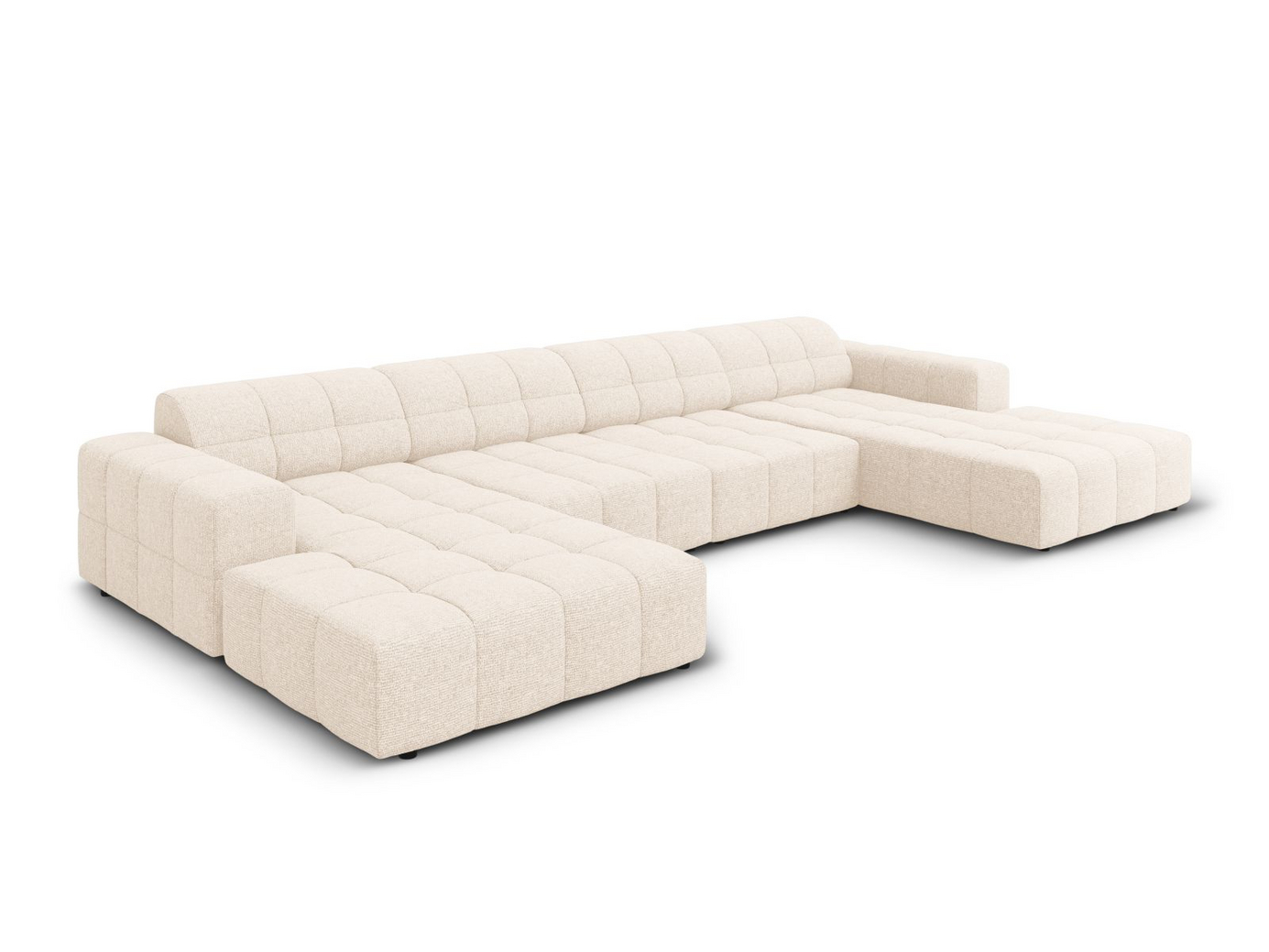 Cosmopolitan Design panoramasofa, "Chicago", 6-personers, 375 × 167 × 78 cm, Haga, sorte plastben