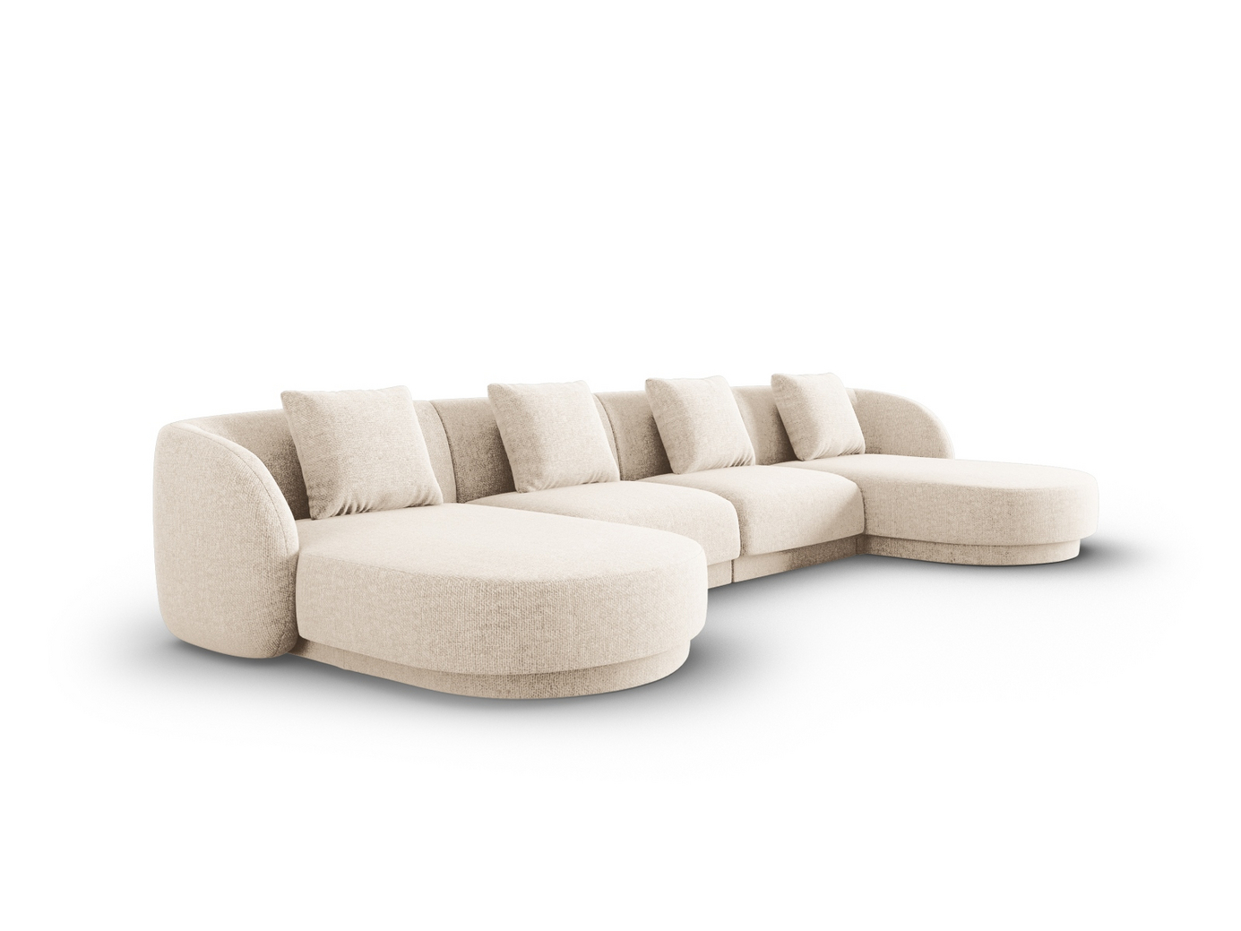 Cosmopolitan Design panoramasofa, "Tulum", 5-personers, 330 × 156 × 70 cm, Haga, sorte plastben